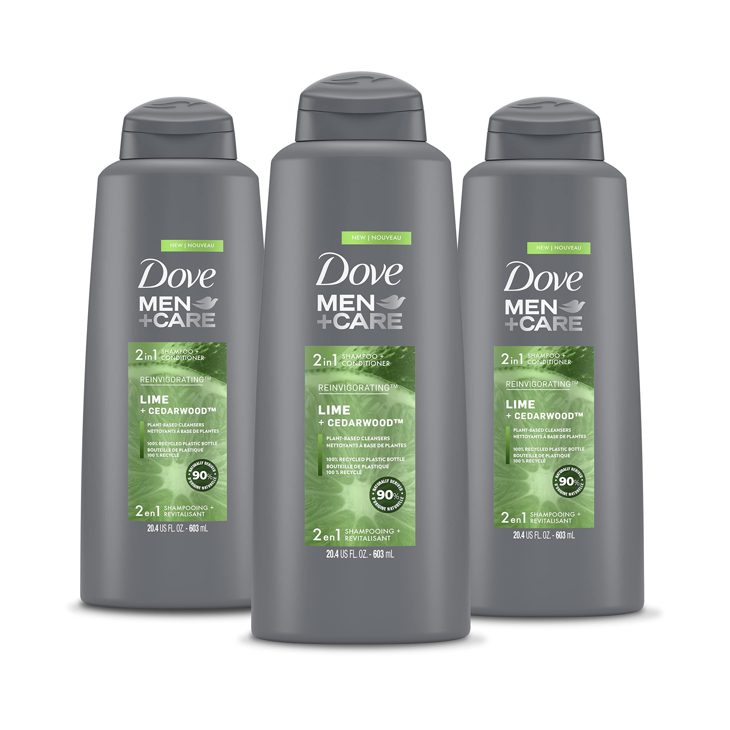 DOVE MEN + CARE 2 in 1 Shampoo and Conditioner For Healthy-Looking Hair Lime + Cedarwood Naturally Derived Plant Based Cleansers