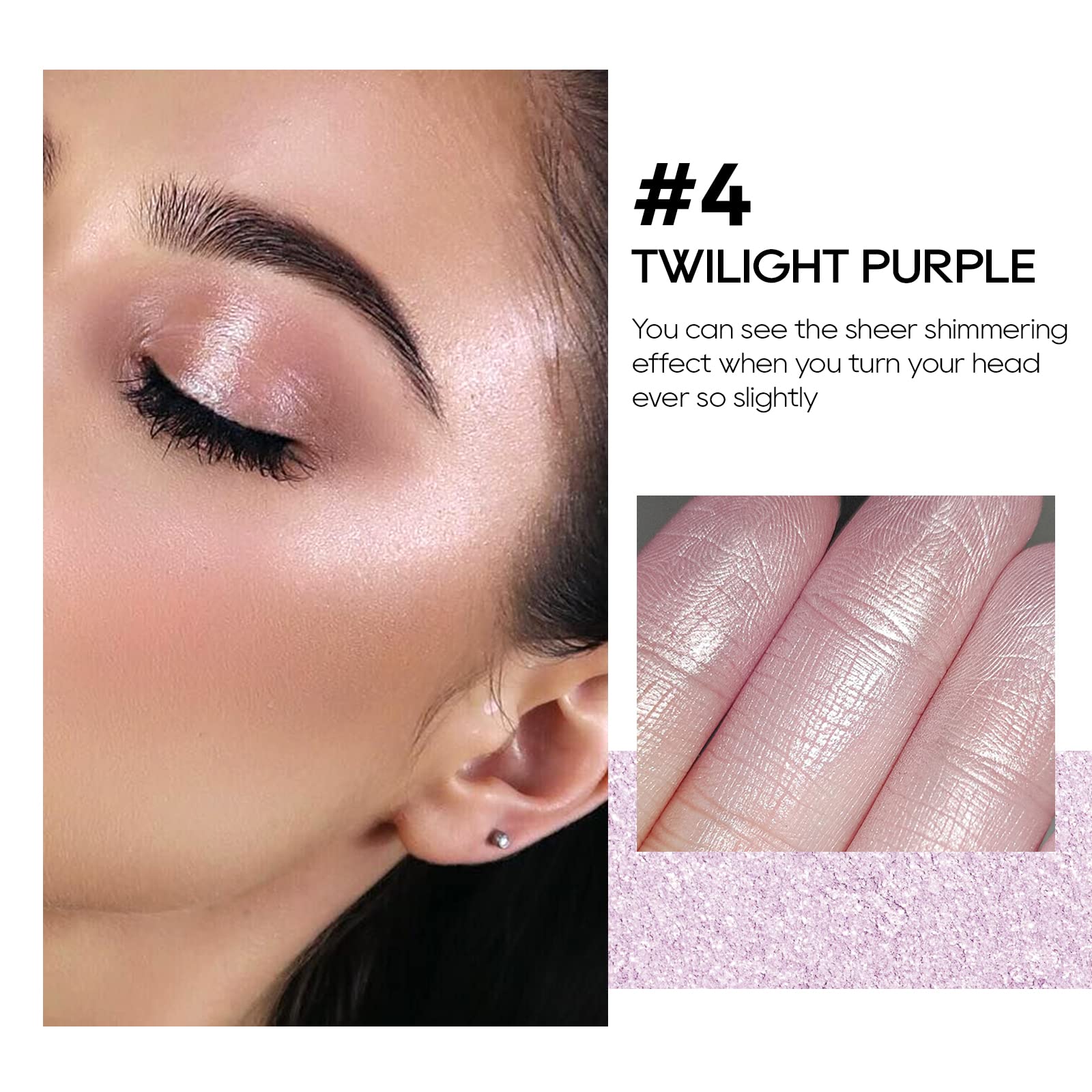 Freeorr Baked Purple Highlighter Powder Palette, Makeup Highlighter Powder Palette Sheer Shimmering Finish Face Highlighters Mak
