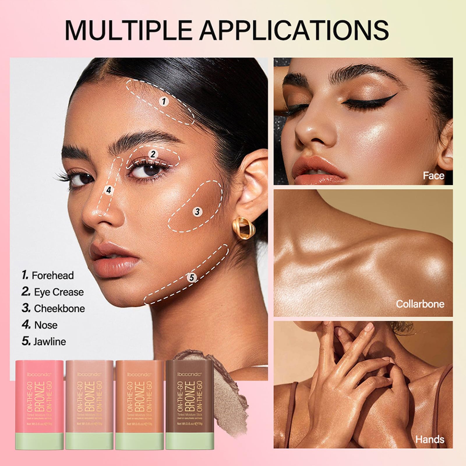 Swetiyou Multi-Use Makeup Bronzer Stick, On The Go Glow Bronze Tinted Moisture Stick, Hydrating Solid Moisturizer With Bronze Ti