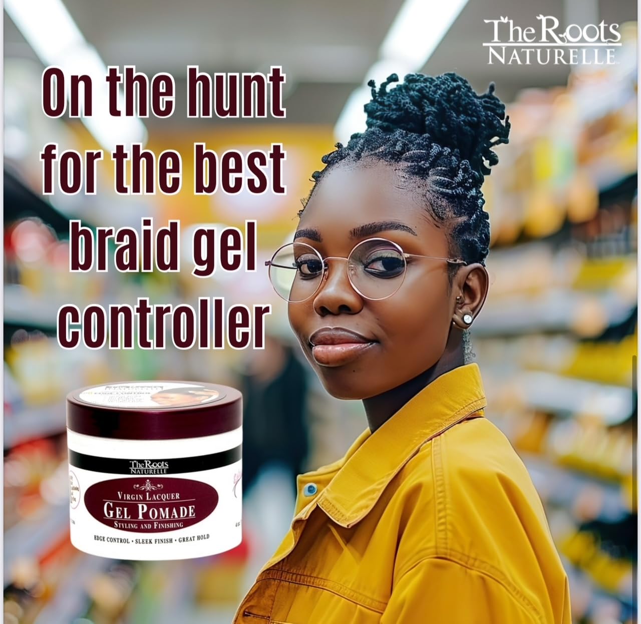 The Roots Naturelle Virgin Lacquer Gel Pomade For Edge Control (8 oz Jar)