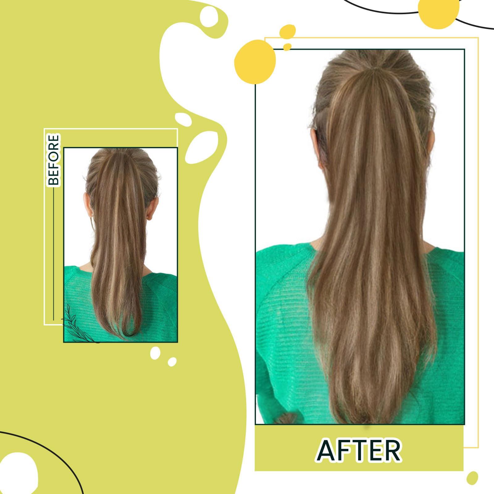 Runature Brown Ponytail Human Hair Extensions Short Real Hair Ponytail Extension 14 Inch Walnut Brown Highlight Dark Blonde Stra