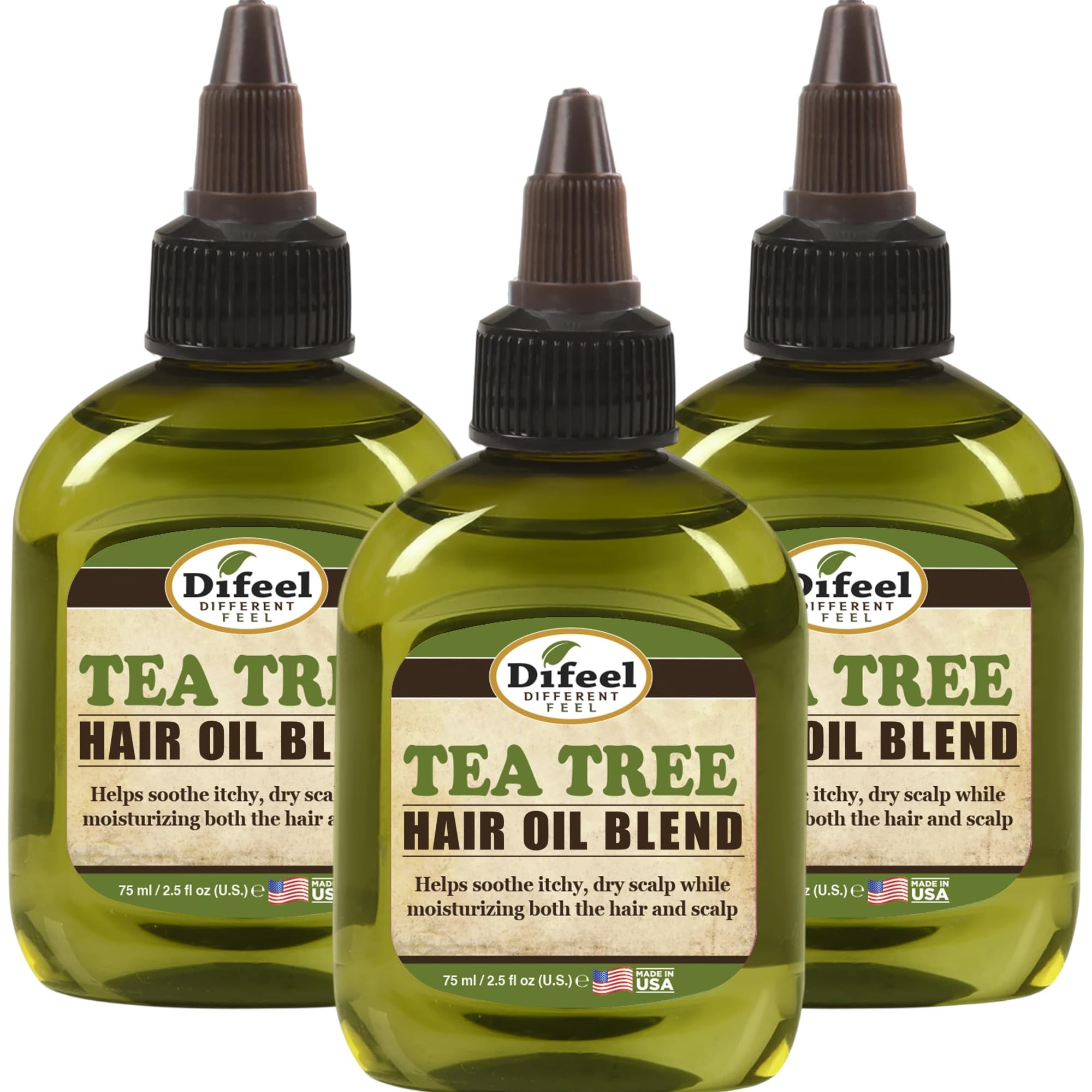 Difeel Tea Tree Hair Oil Blend  Travel Size 2.5 Ounces (PACK OF 3)