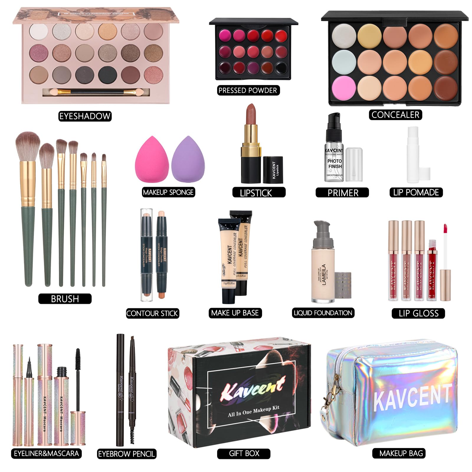 Makeup Sets For Teens Makeup Kit For Women Full Kit Makeup Set Makeup Kit Eyeshadow Palette Foundation Mascara Contour Lipgloss