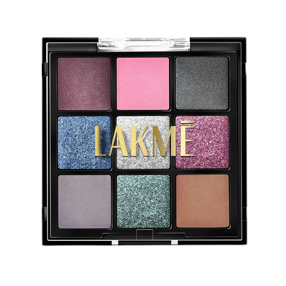 Lakme 9 In 1 Eyeshadow Palette, Shimmer & Smoke, 11.7G, For Glamorous Eye Makeup, With Blendable & Buildable Formula, Matte Shim