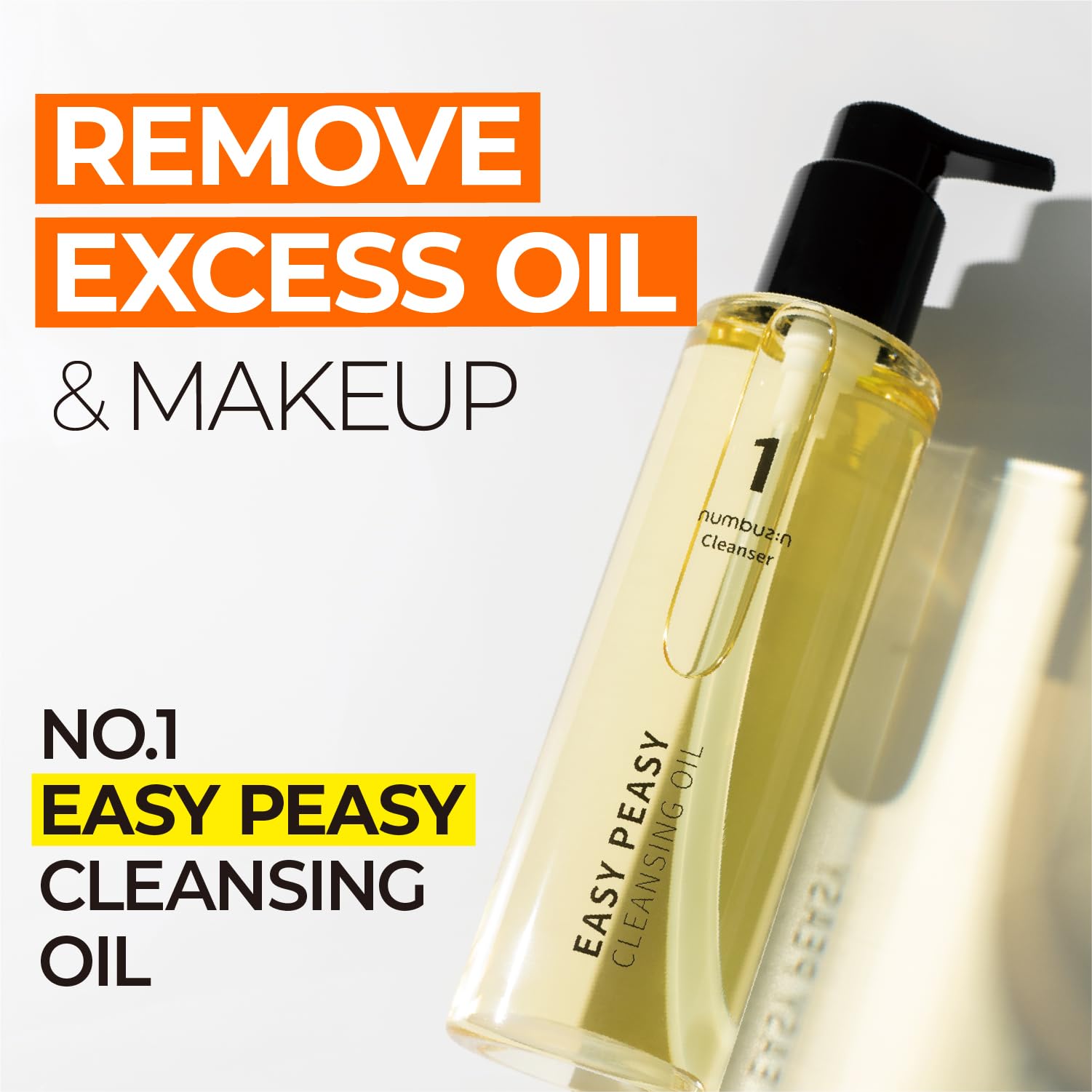 numbuzin No.1 Easy Peasy Cleansing Oil | Makeup Removing Facial Cleanser, Blackheads Removal, Unclogs Pores, Non-heavy, nature-d