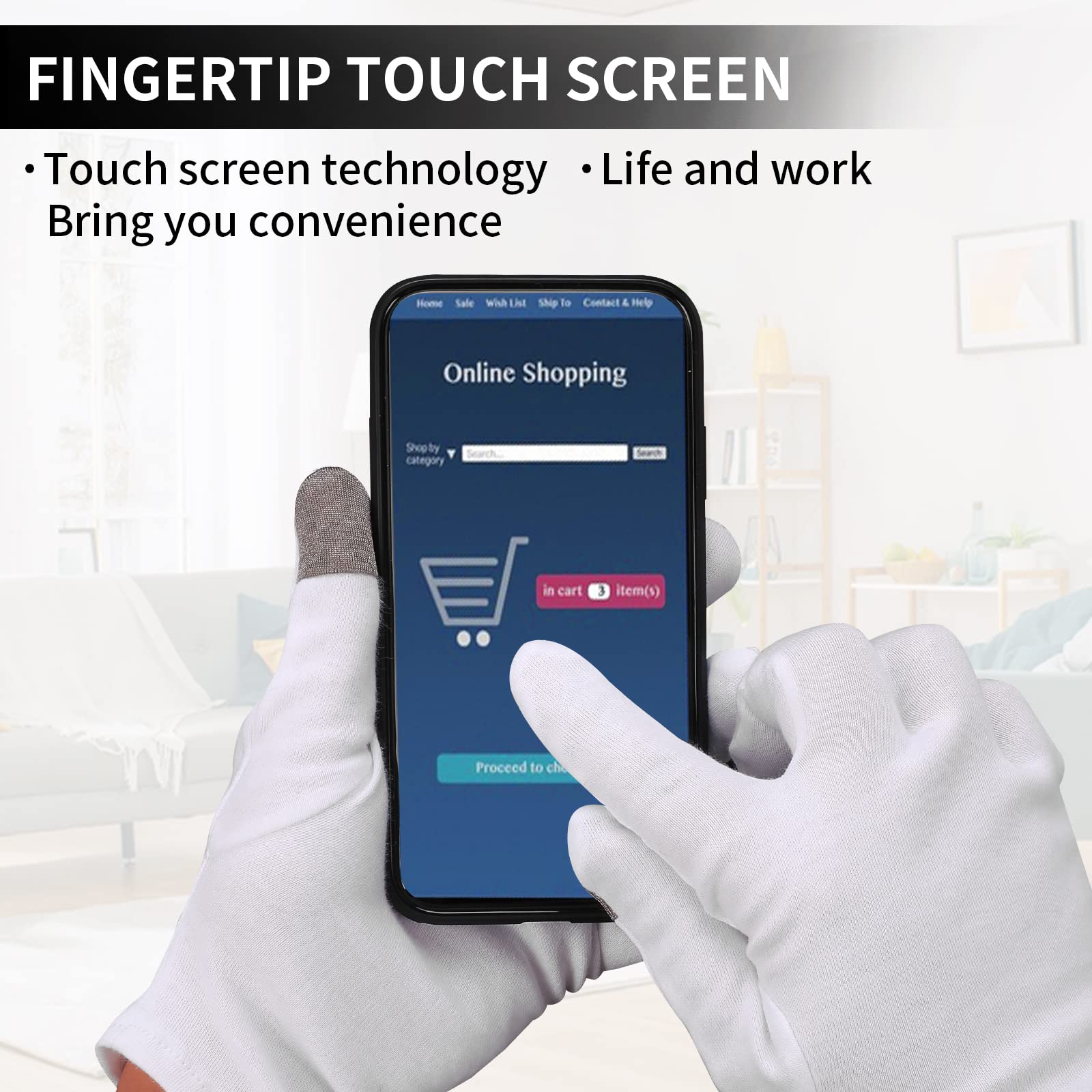 4 Pairs Touch Screen Moisturizing Gloves White Cotton Moisturizing Gloves Overnight Bedtime Heal Eczema Sleeping Lotion Hand Spa