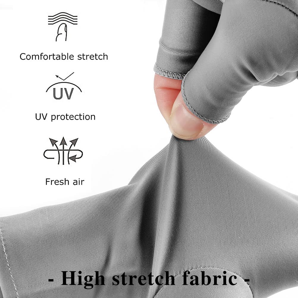 Pimoys Anti-UV Fingerless Gloves for Gel Nail Lamp, Light Grey, Spandex Material