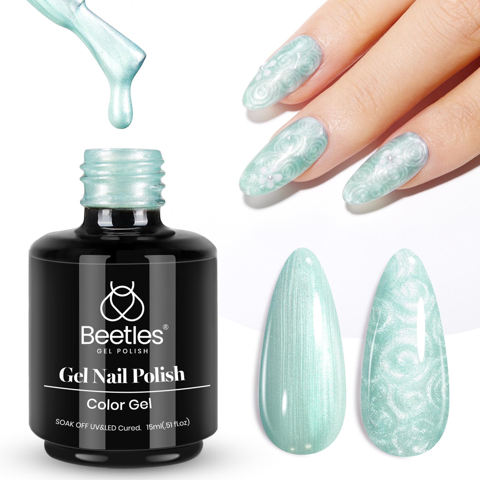 Beetles Red Gel Nail Polish, 9ML Glitter Red Cat Eye Gel Nail Polish Dark Red Spring Summer Gel Soak Off Uv LED Nail Lamp Nail A