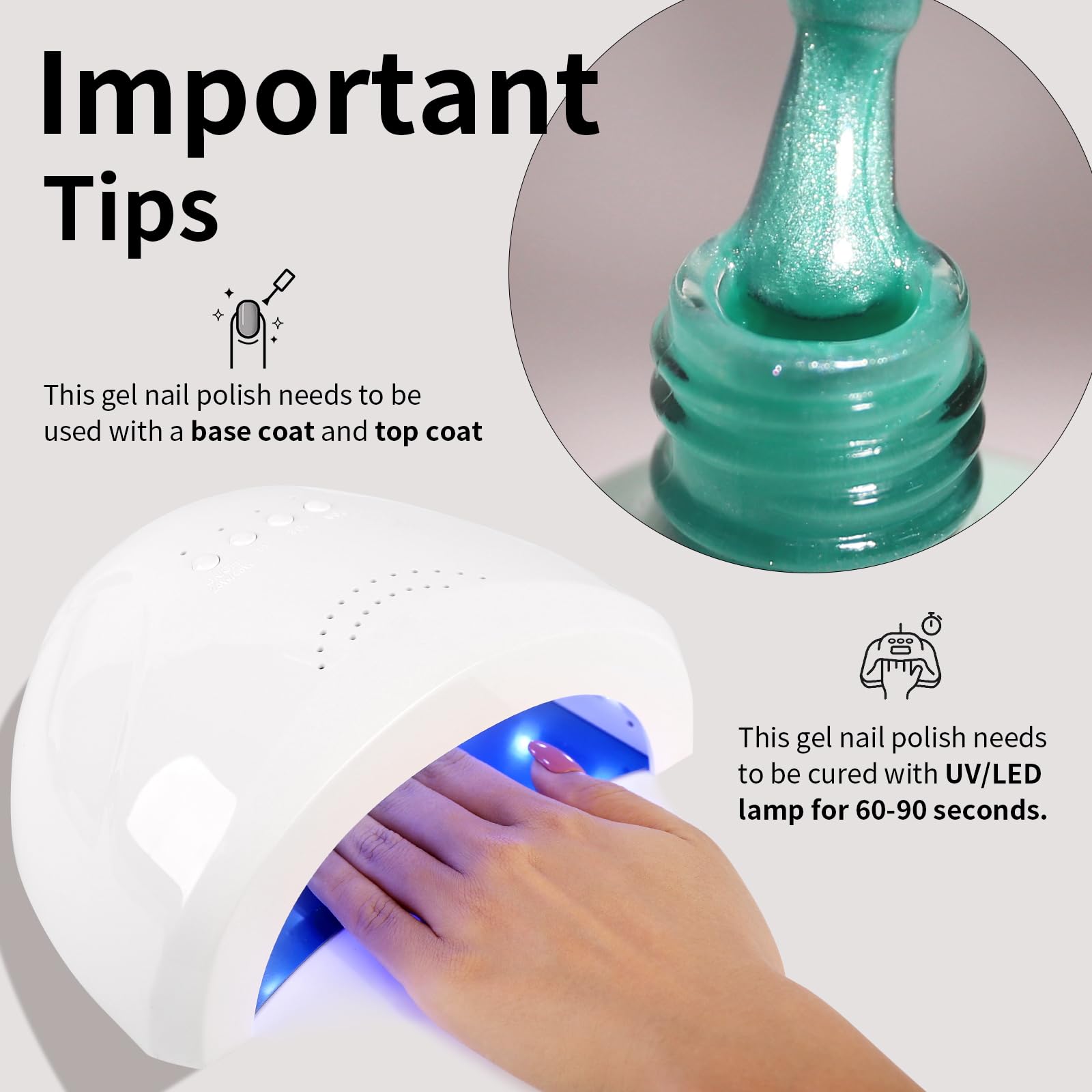 Firedeep Pearl Mint Green Gel Nail Polish, 16Ml Shimmer Green Gel Polish Soak Off Uv/Led Manicure Diy At Home 0.54 Fl Oz