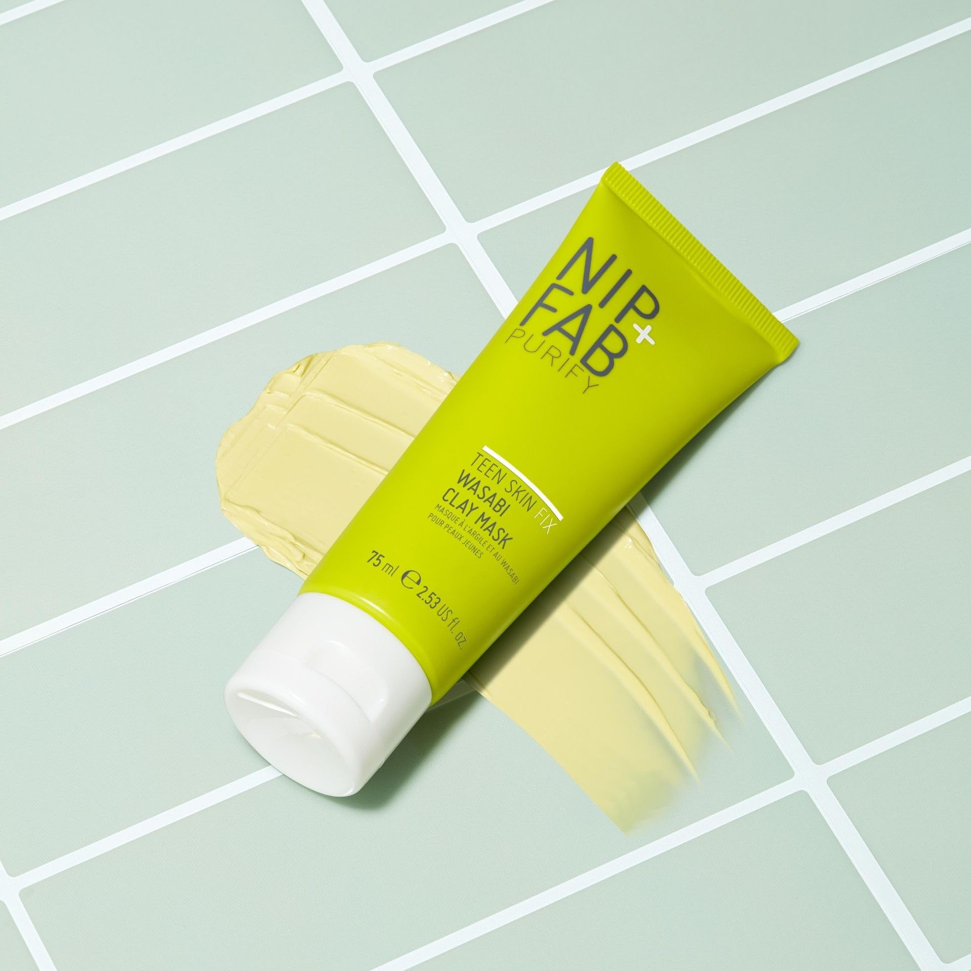 Nip+Fab Teen Skin Fix Wasabi Clay Mask, 2.54 fl oz, Purifies Congested Pores with Kaolin Clay and BHA Salicylic Acid, Healing an