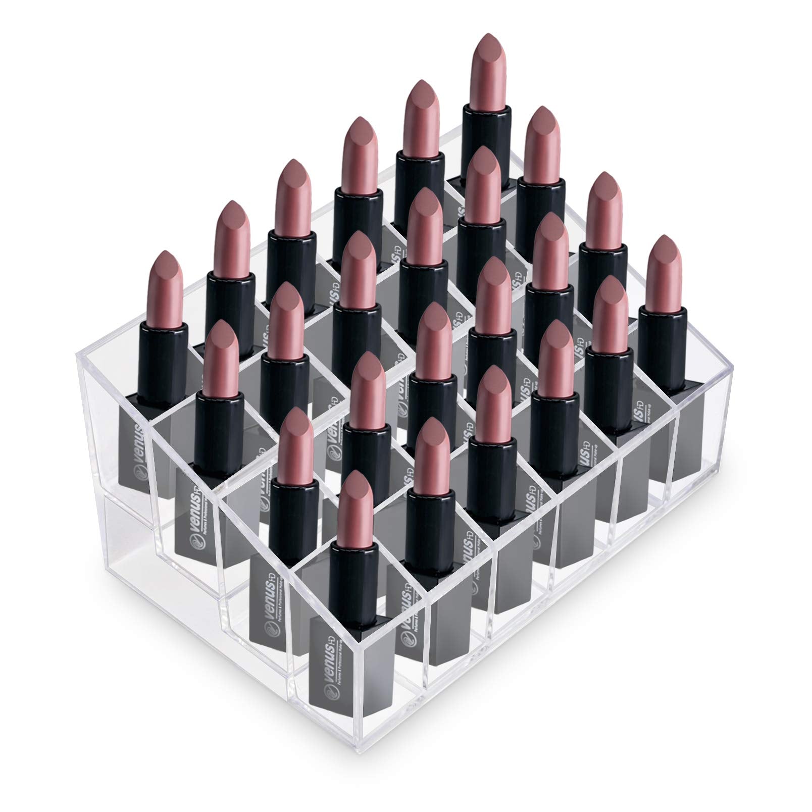 Super Z Outlet Transparent Cosmetic Makeup Organizer for Lipstick, Brushes, Bottles, and More. Clear Case Display Rack Holder