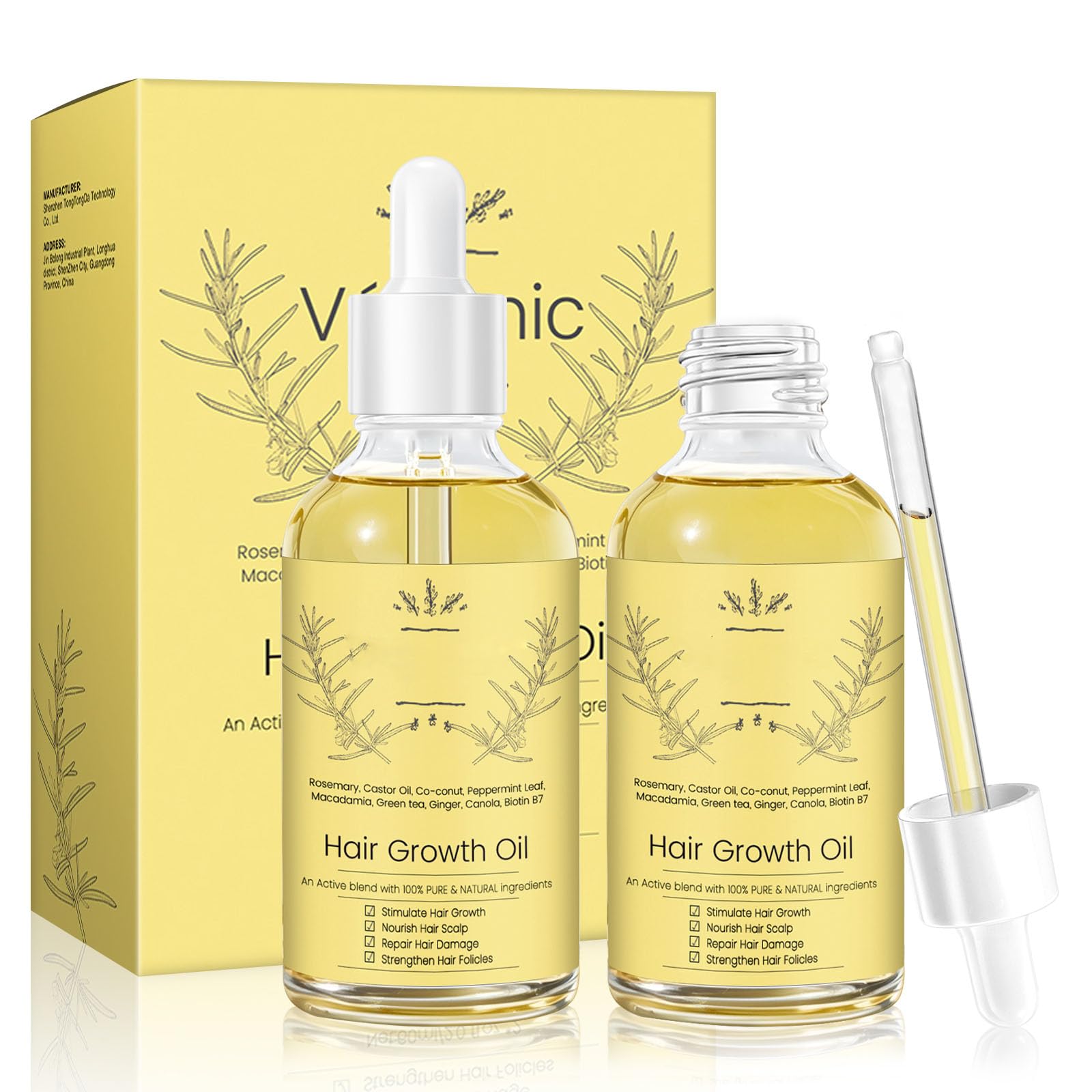 Natural Hair Growth Oil for Hair Growth for Dry Damaged Hair, for Men and Women 2PCS*2 fl.oz