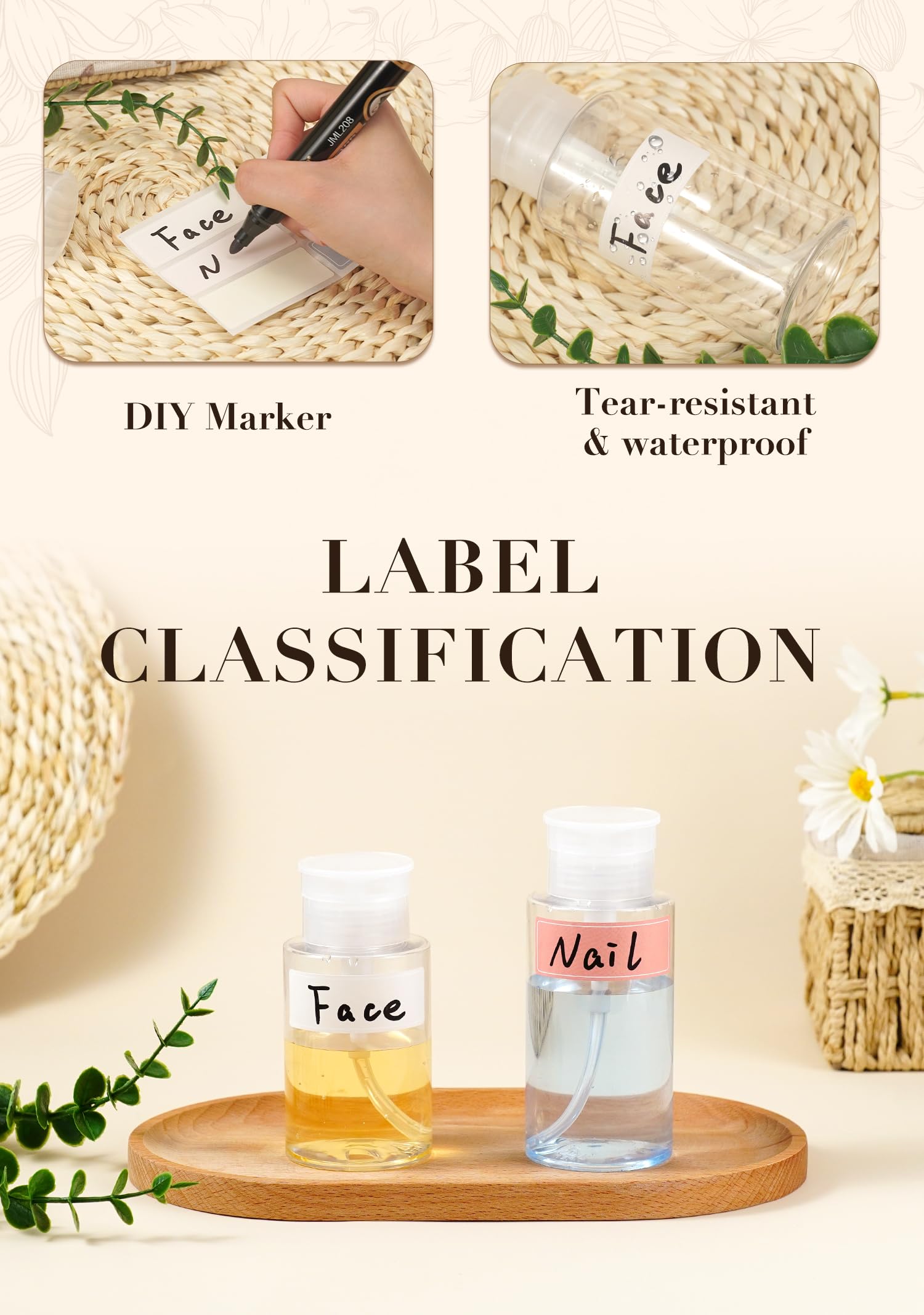 200Ml 3Pcs Push Down Pump Dispenser Empty Push Top Bottles Containers For Nail Polish Makeup Remover