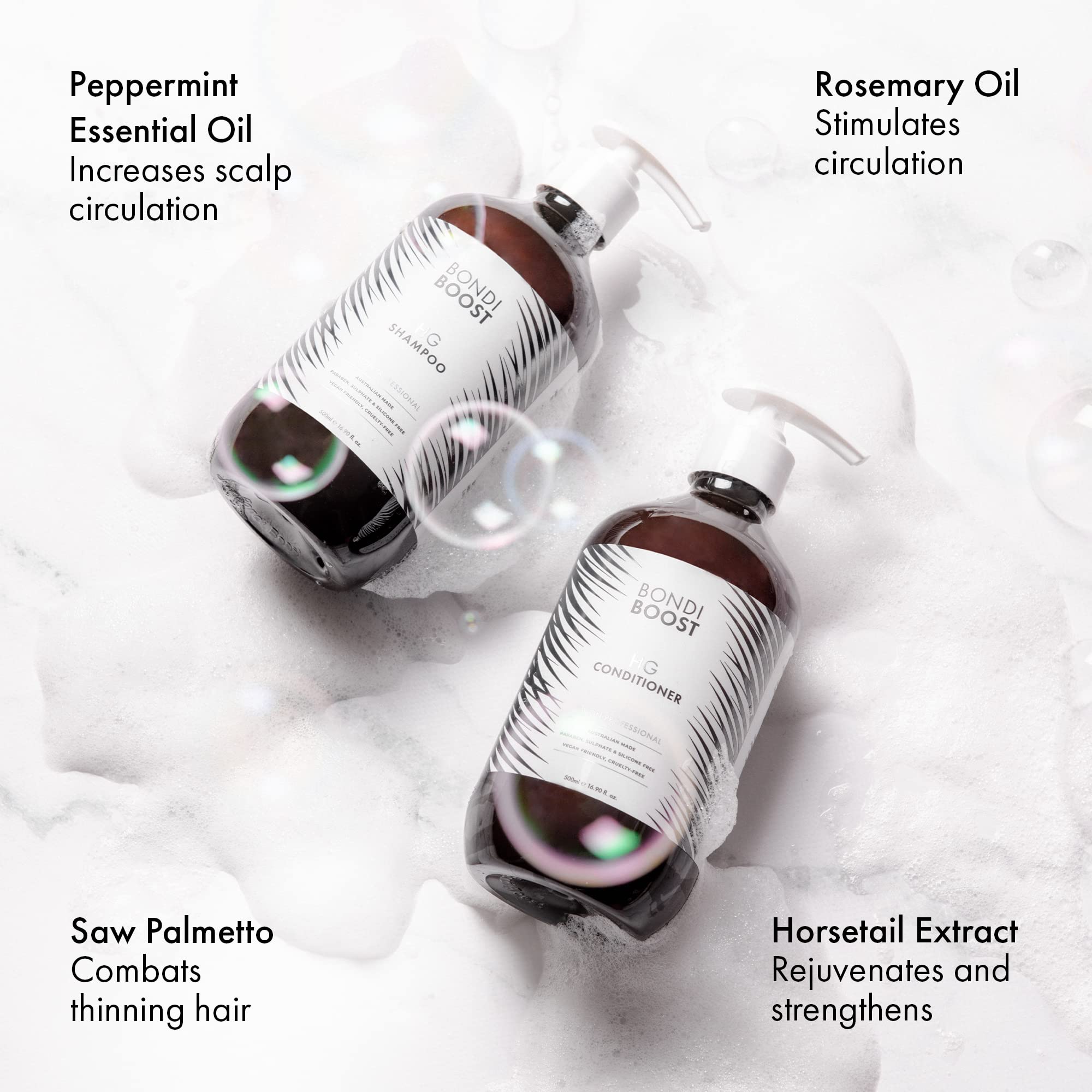 BondiBoost HG Duo Shampoo + Conditioner Bundle [16.90 fl oz each] - Improves Appearance for Thinning Hair - Volumizing + Hydrati