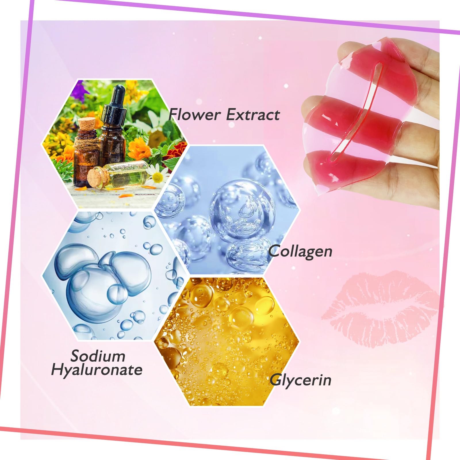 Adofect 30 Pieces Collagen Crystal Lip Masks,Pink Lip Patches& Moisturizers Collagen Lip Pads Great For Hydrating Skin, Anti Cha