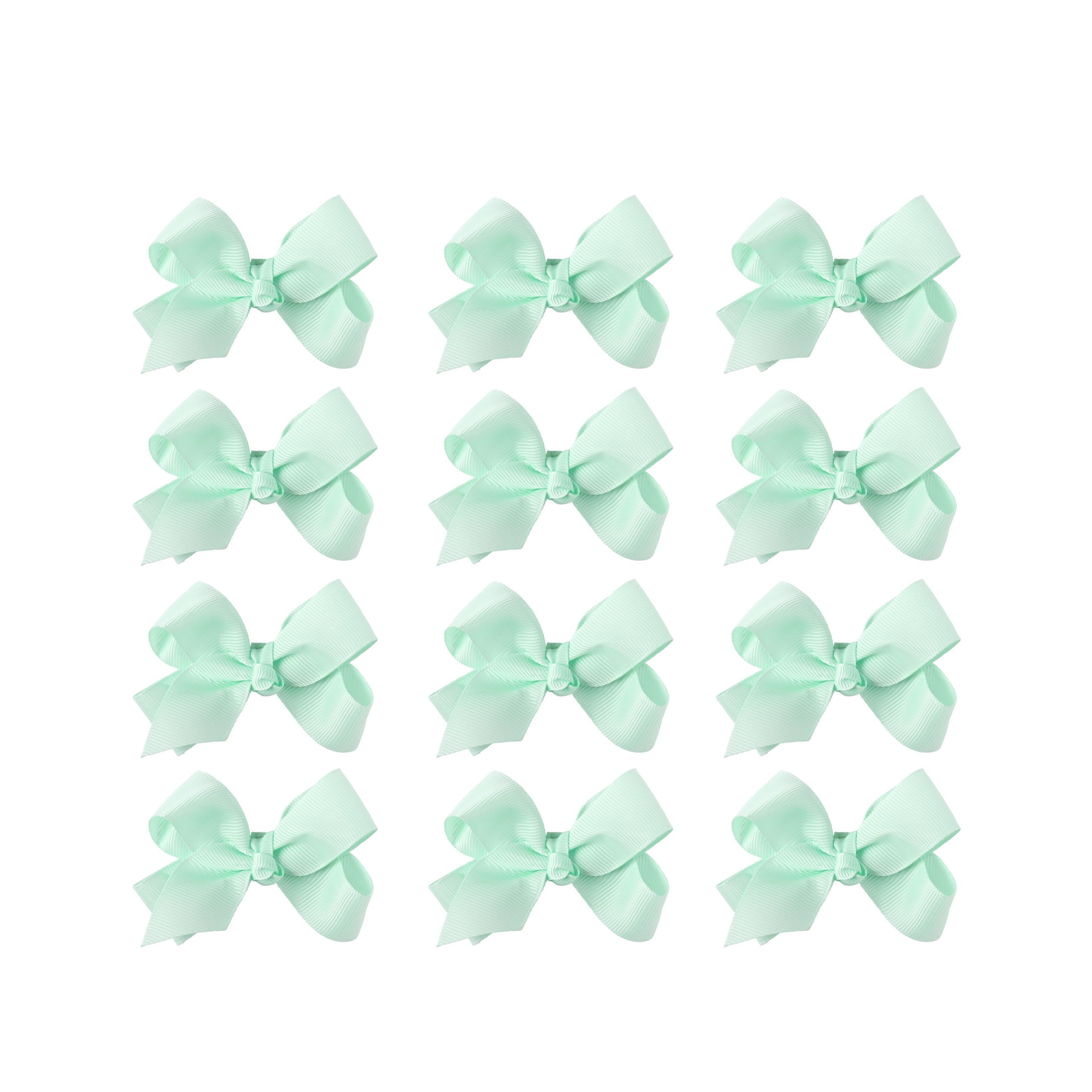 Small Solid Bow for Girls - Set of 12 (Light Aqua)