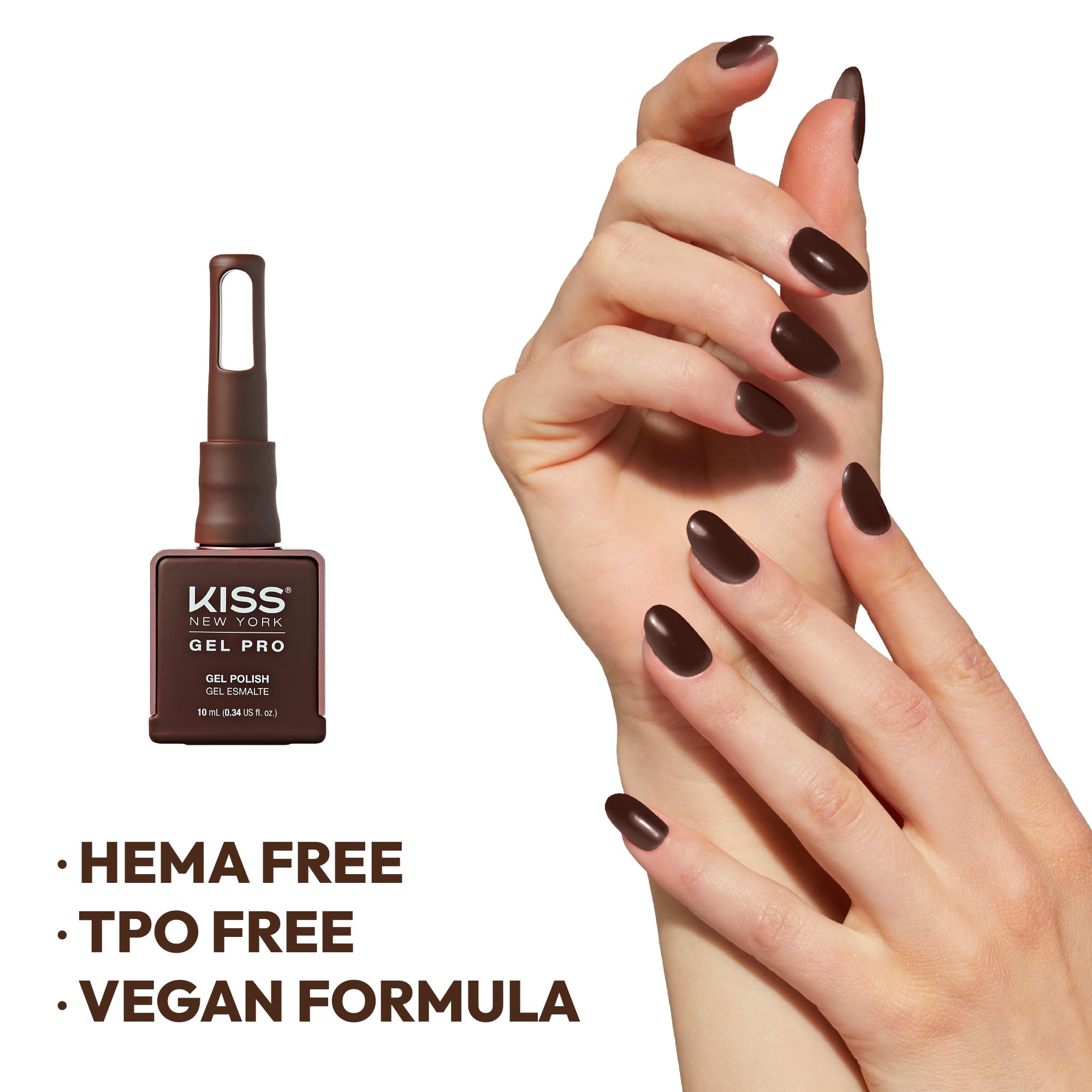 Kiss New York Gel Nail Polish Soak Off UV LED Gel Polish 10mL Nail Art Salon Manicure DIY HEMA FREE, TPO FREE, Made in USA (Coco