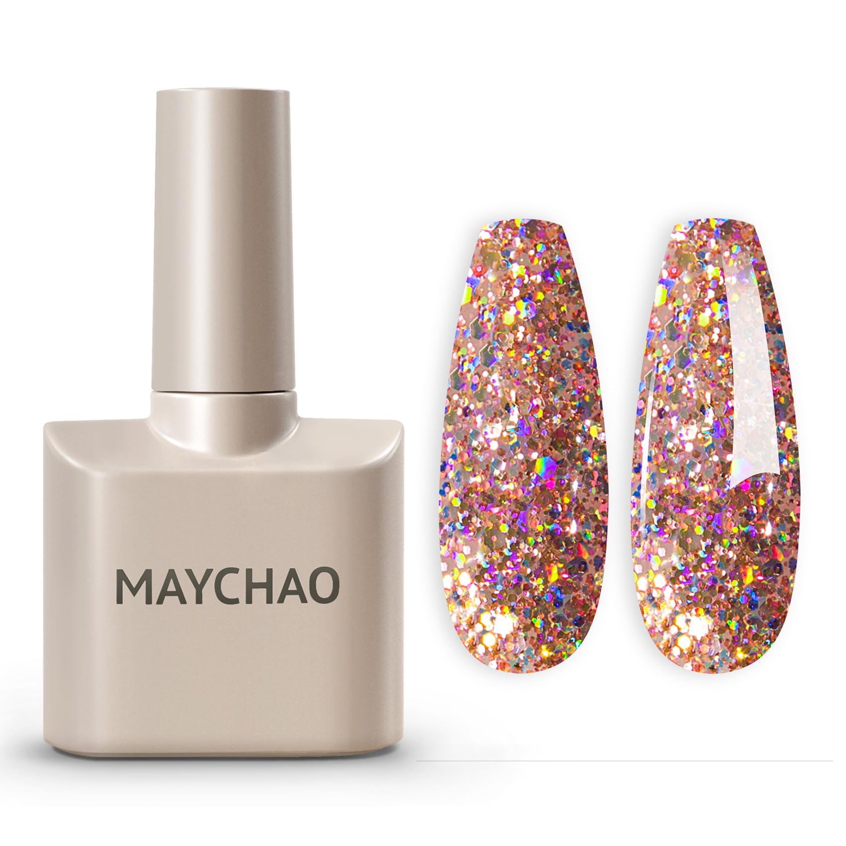 MAYCHAO 15ML Gel Nail Polish 1Pc Clear Pink Glitter Nail Polish Soak Off UV LED Nail Gel Polish Nail Art Starter Manicure Salon 