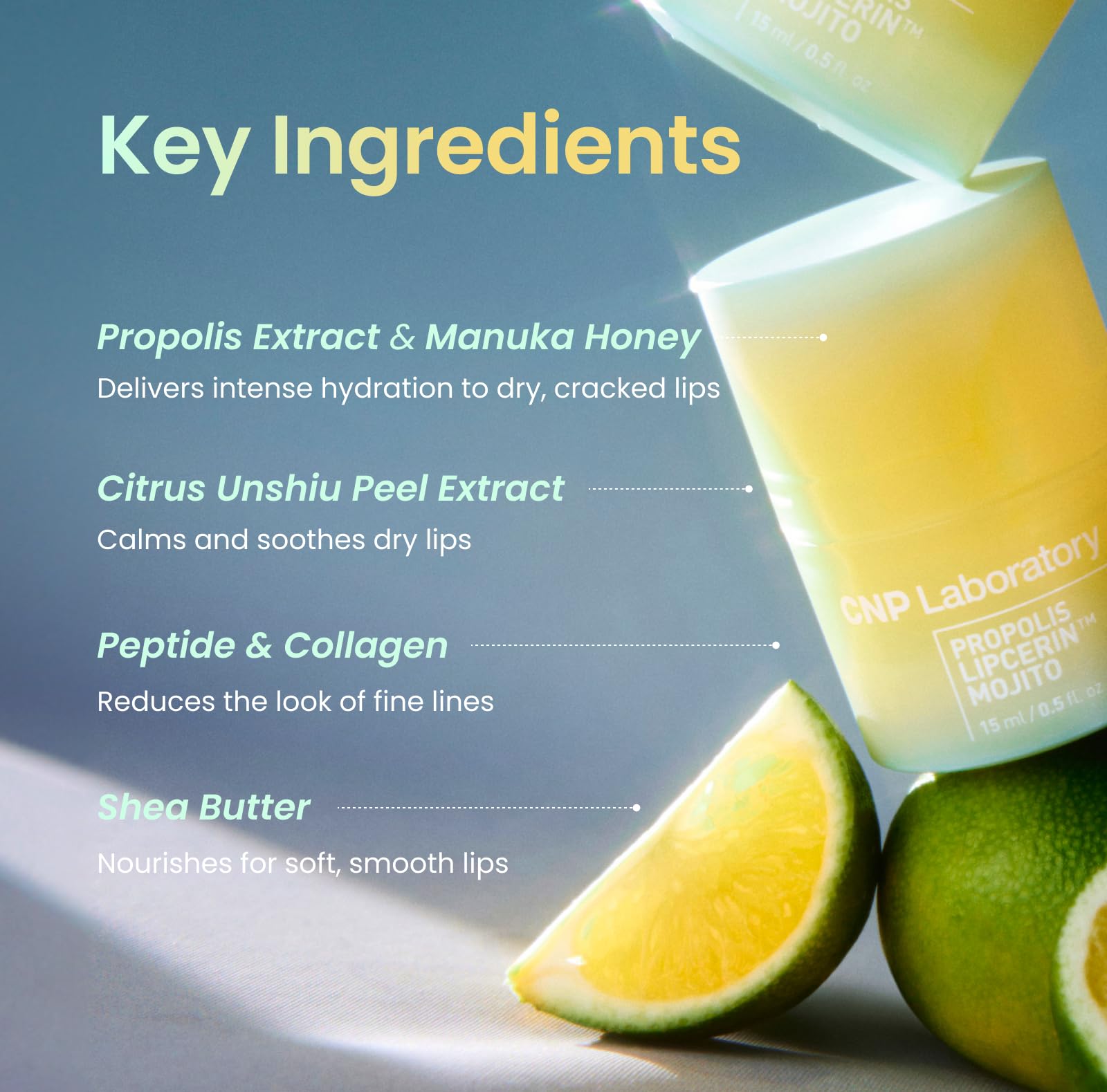 Cnp Honey Lip Butter Mojito (0.5 Fl.Oz) - Propolis Lipcerin Lime Flavor Lip Butter, Hydrating Overnight Manuka Lip Plumper & Bal