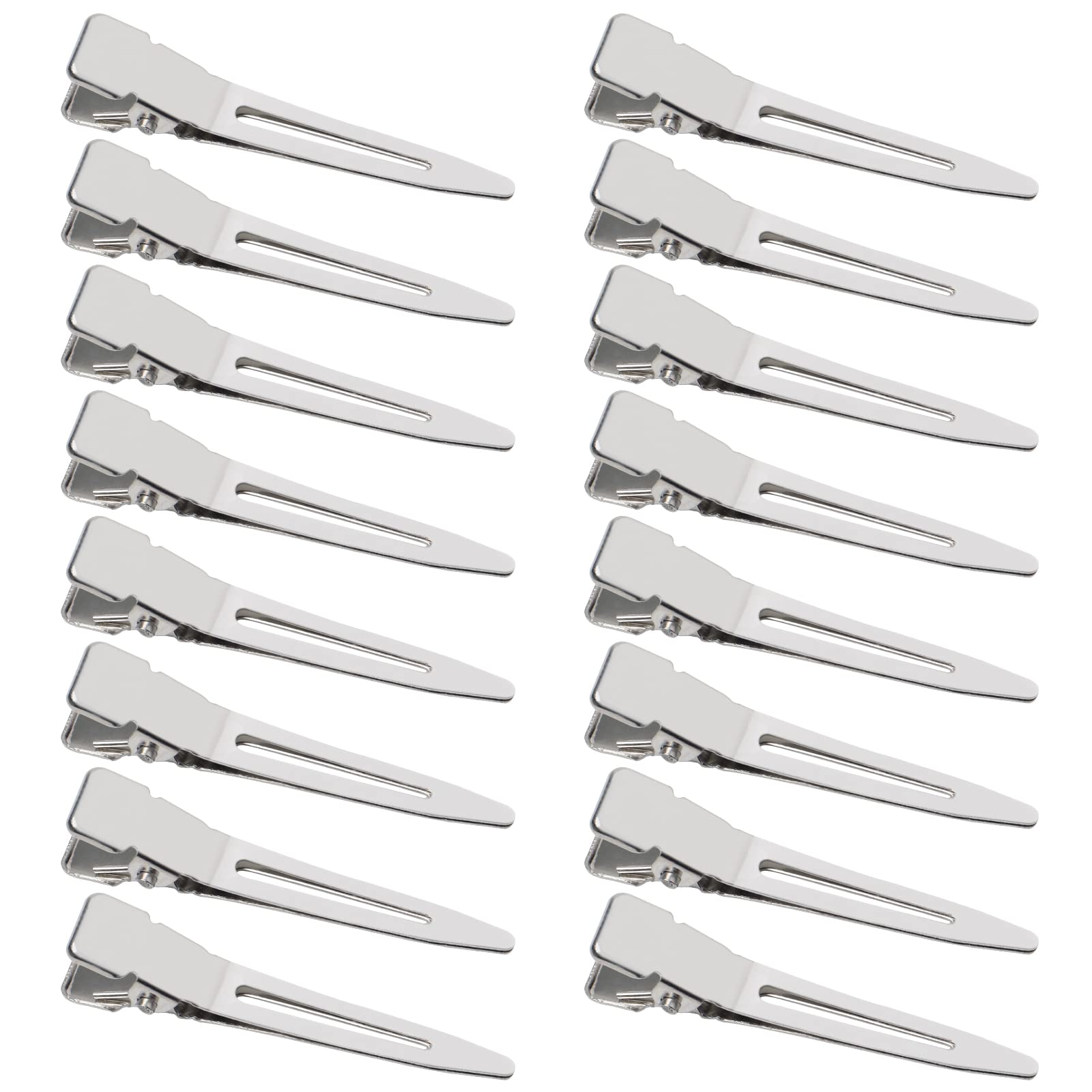 SBYURE 100 Pack 1.77 Inch Single Prong Pin Curl Duckbill Clips,Silver Setting Section Hair Clips Metal Alligator Clips for Hair 
