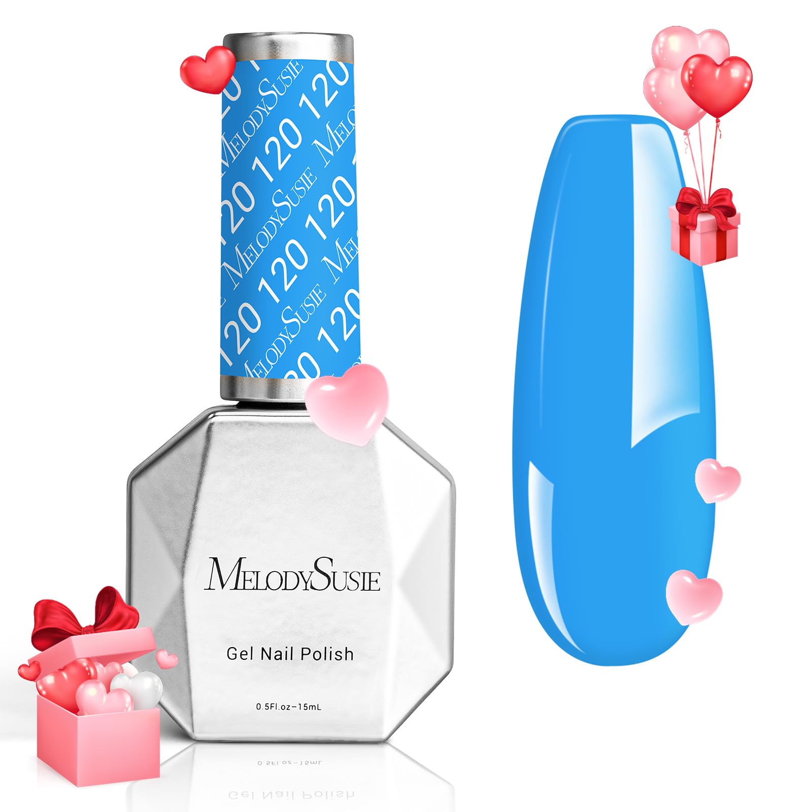 MelodySusie Thick Light Blue Gel Nail Polish,0.5fl oz Ocean Blue Nails Soak Off UV LED Baby Blue Gel Polish Christmas Gift for W