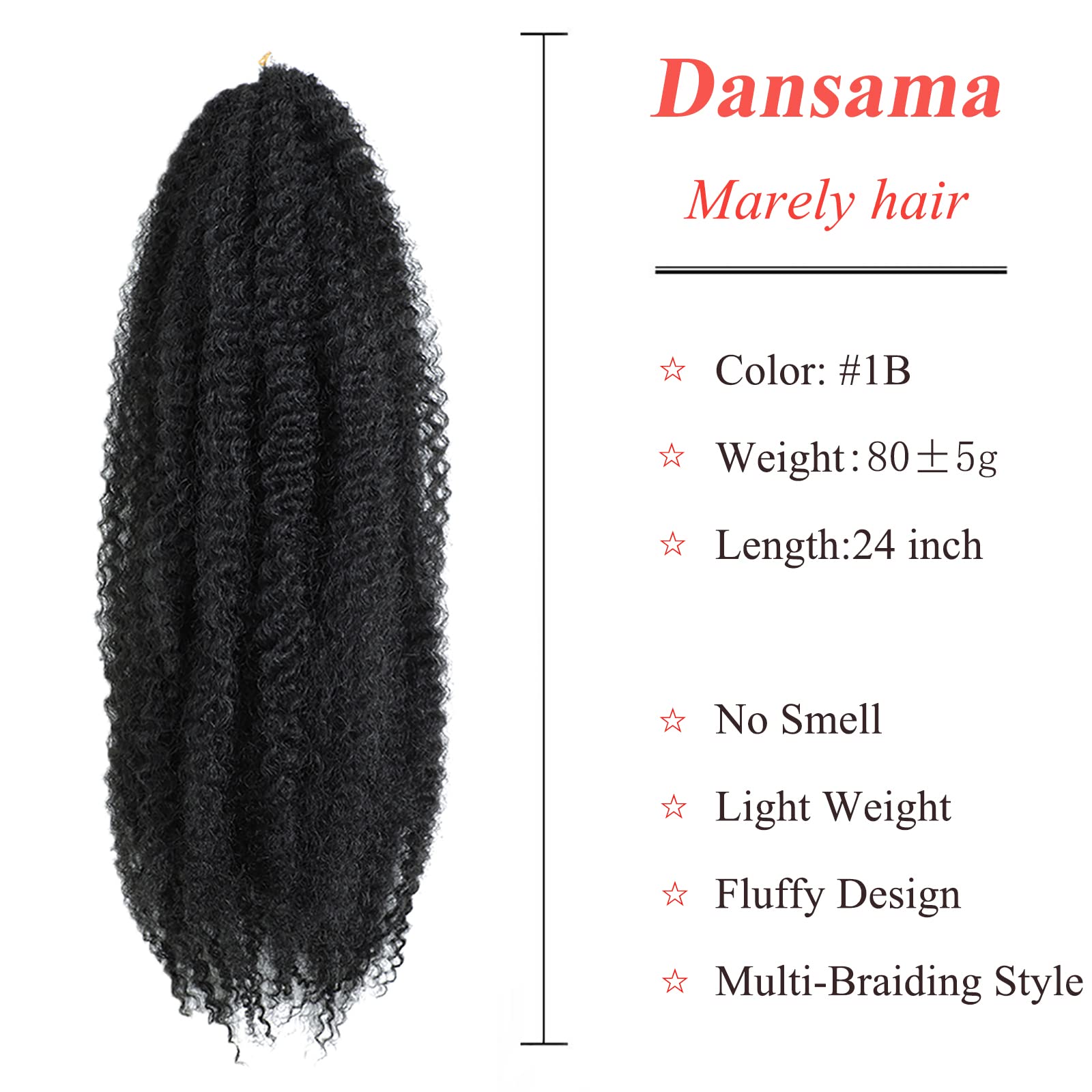 Dansama Marley Hair 24 Inch Marley Twist Braiding Hair 6 Packs Braiding Hair Marley Crochet Hair Extensions (24 Inch (Pack Of 6)
