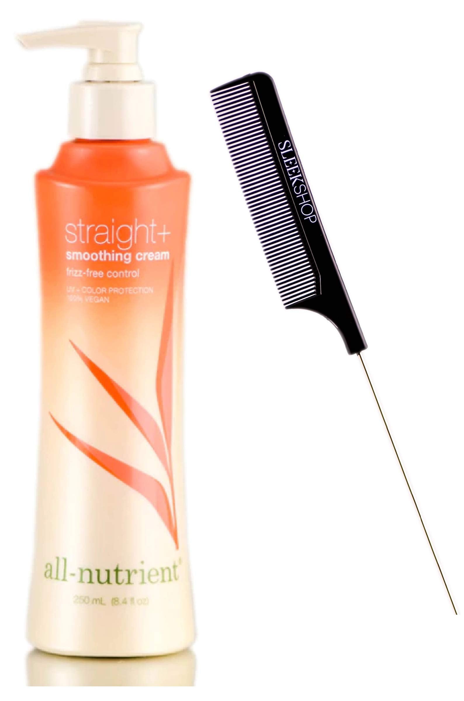 All Nutrient Straight + Smoothing Cream, FrizzFree Hair Control Creme (w/Sleek Comb) UV+ Color Protection, 100% Vegan (8.4 oz /