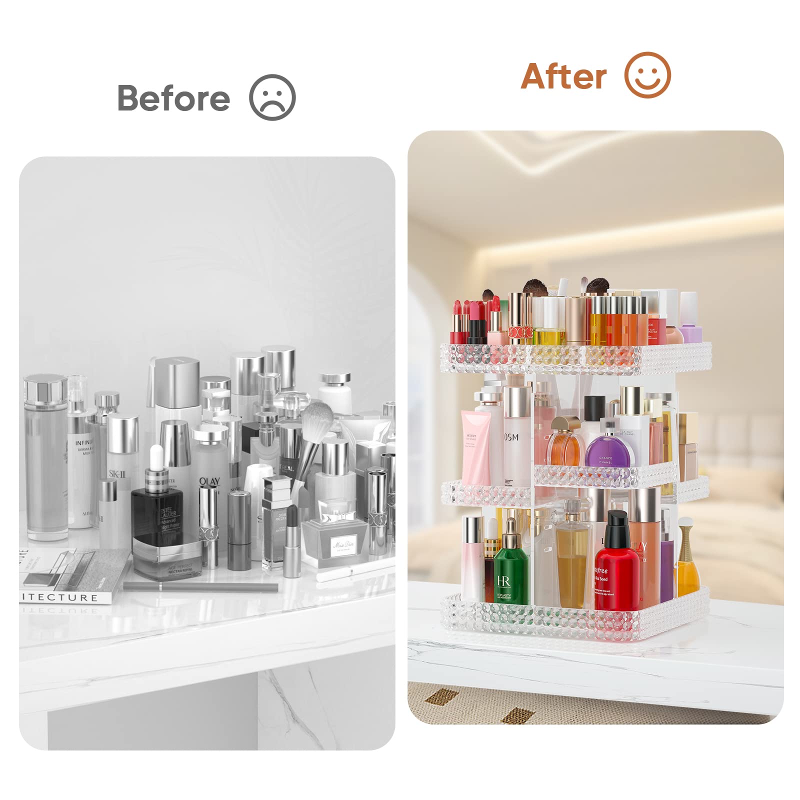 DALEMKY Makeup Organizer 360 Rotating Acrylic Clear Organizador De Perfumes, 7 Layers Large Makeup Organizers and Storage, Perfu