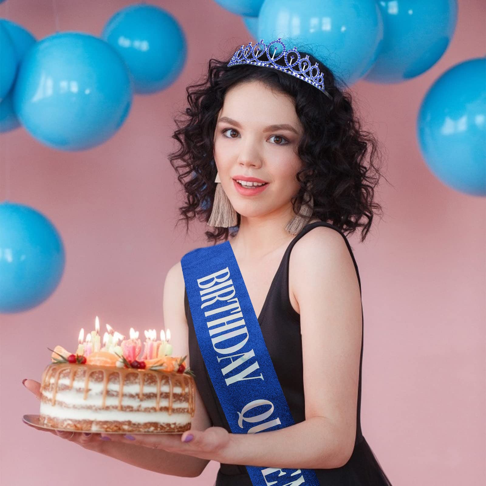 Birthday Queen Sash & Crystal Crown Kit CIEHER Birthday Crown and Sash Birthday Crowns for Women Birthday Sash Women Girls Crown