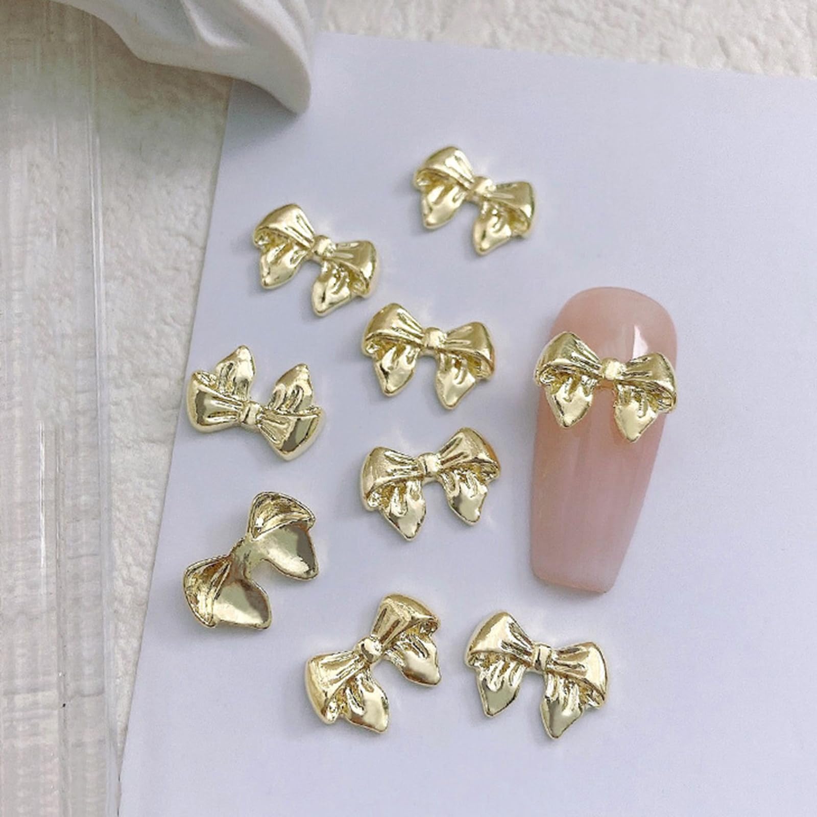 30Pcs Gold Bow Nail Charms Cute 3D Bow Alloy Nail Art Charms Kawaii Long Ribbon Bowknot Nail Designs Accessories Y2K Gold Big Bo