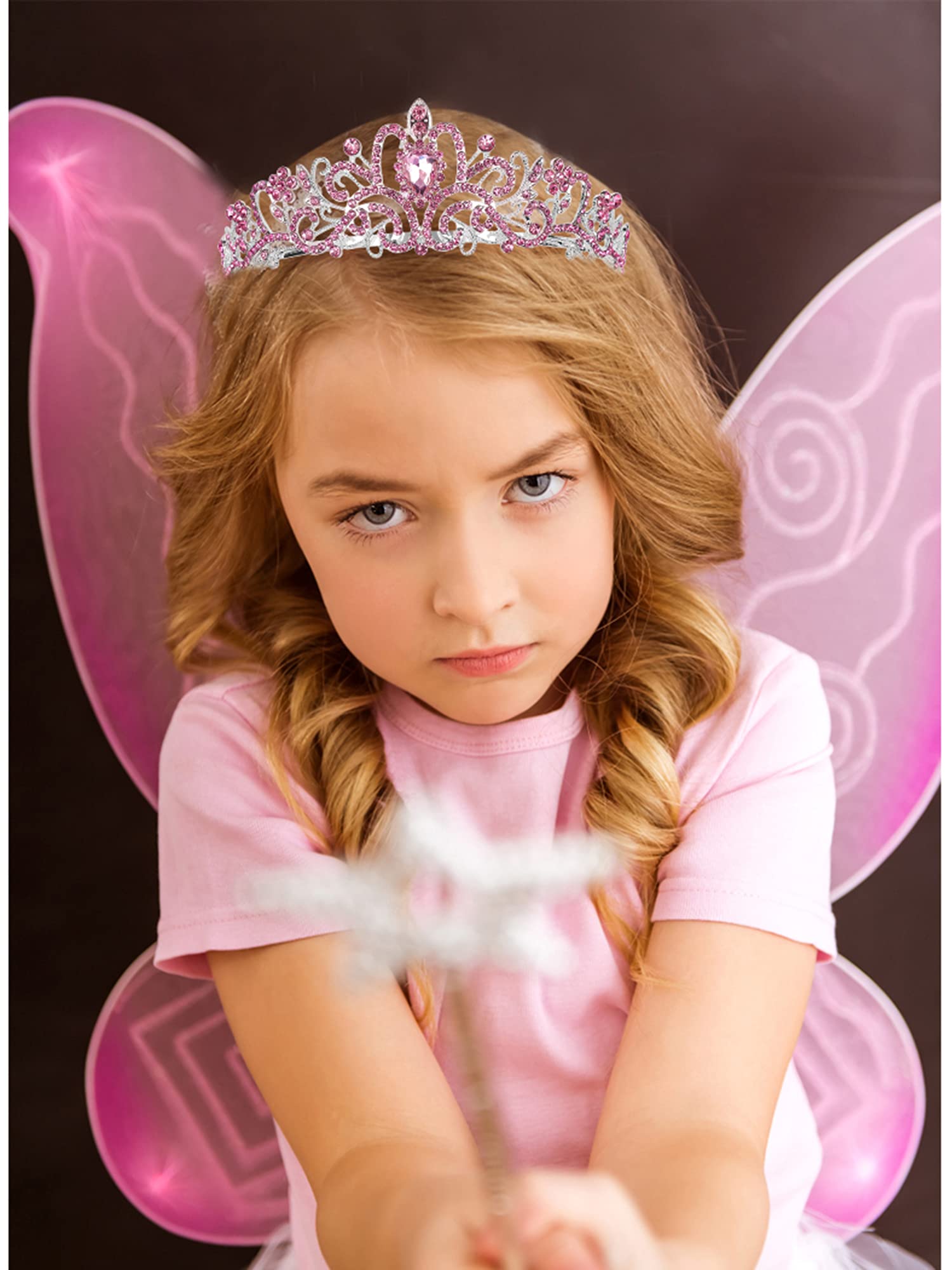 Cocide Pink Tiara And Crowns For Girls Crystal Headband Princess Rhinestone Crown With Combs Bride Headbands Bridal Wedding Prom
