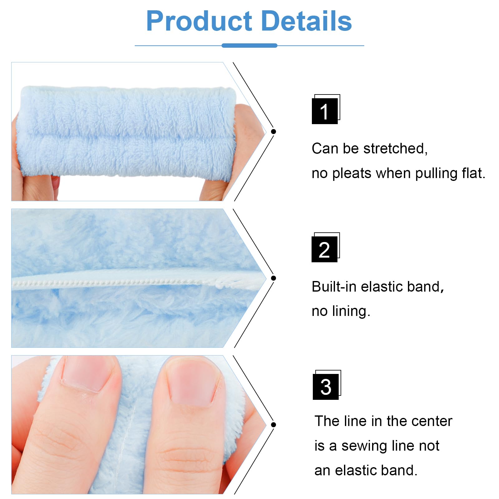Velscrun 6 Pack Spa Headbands - Makeup, Face Wash, Skincare Hair Accessories With Blue Sponge Bow Tie Wristbands, Women'S Gift S
