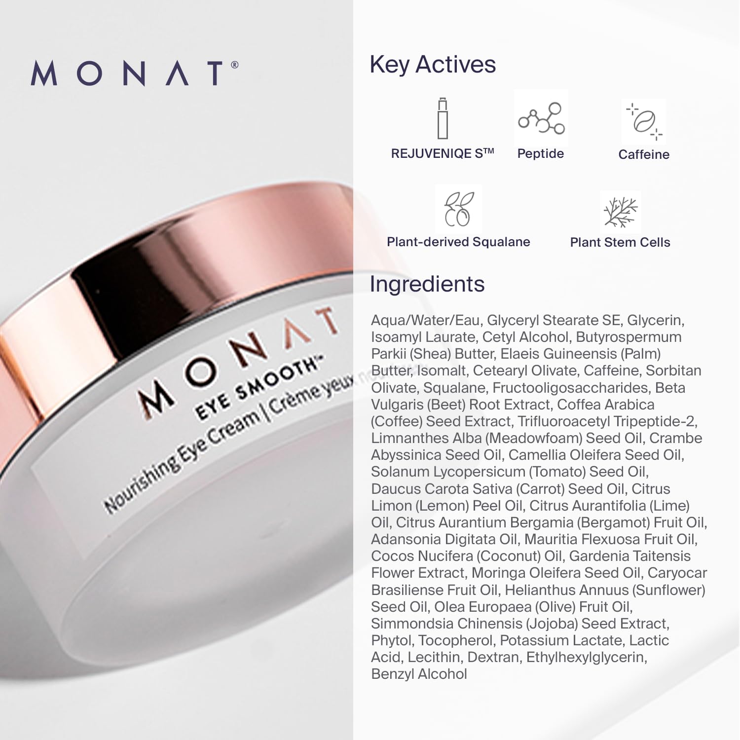 Monat Eye Smooth - Rejuvenating & Hydrating Eye Cream With Plant Stem Cells And Plant Derived Squalane, 0.5 Fl Oz