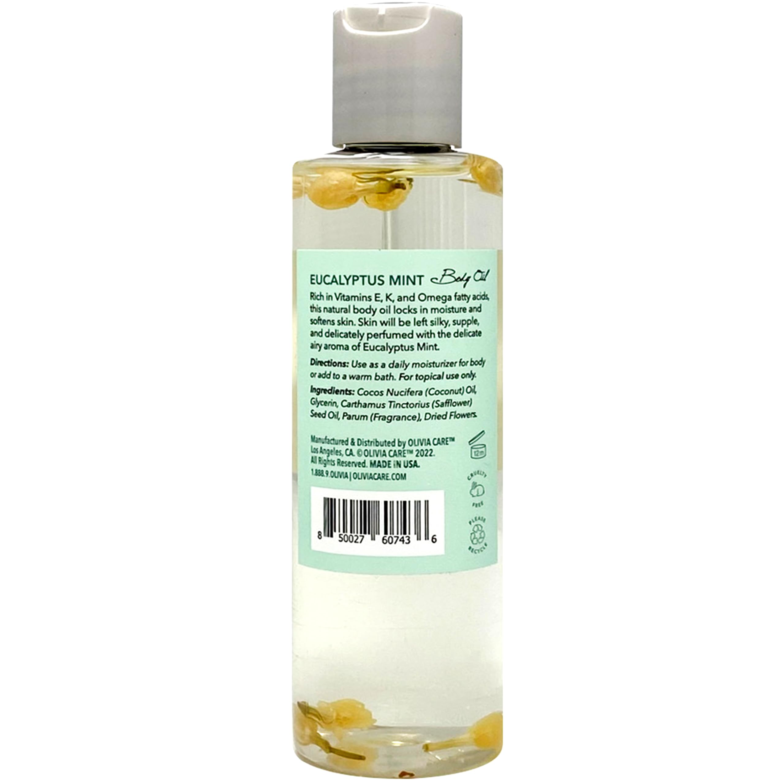 Olivia Care Body Oil Eucalyptus Mint Vegan & Natural | Hydrating & Moisturizing - Infused With Vitamin E, K & Omega Fatty Acids