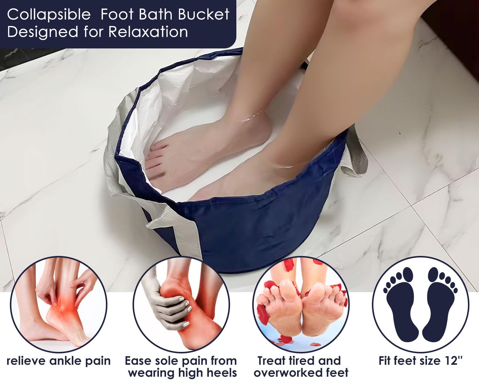 YCConcept Foot Soaking Tub Collapsible Bucket with Handle 4.7 Gallon/18 L Portable Wash Bag for Fishing, Traveling, and Camping