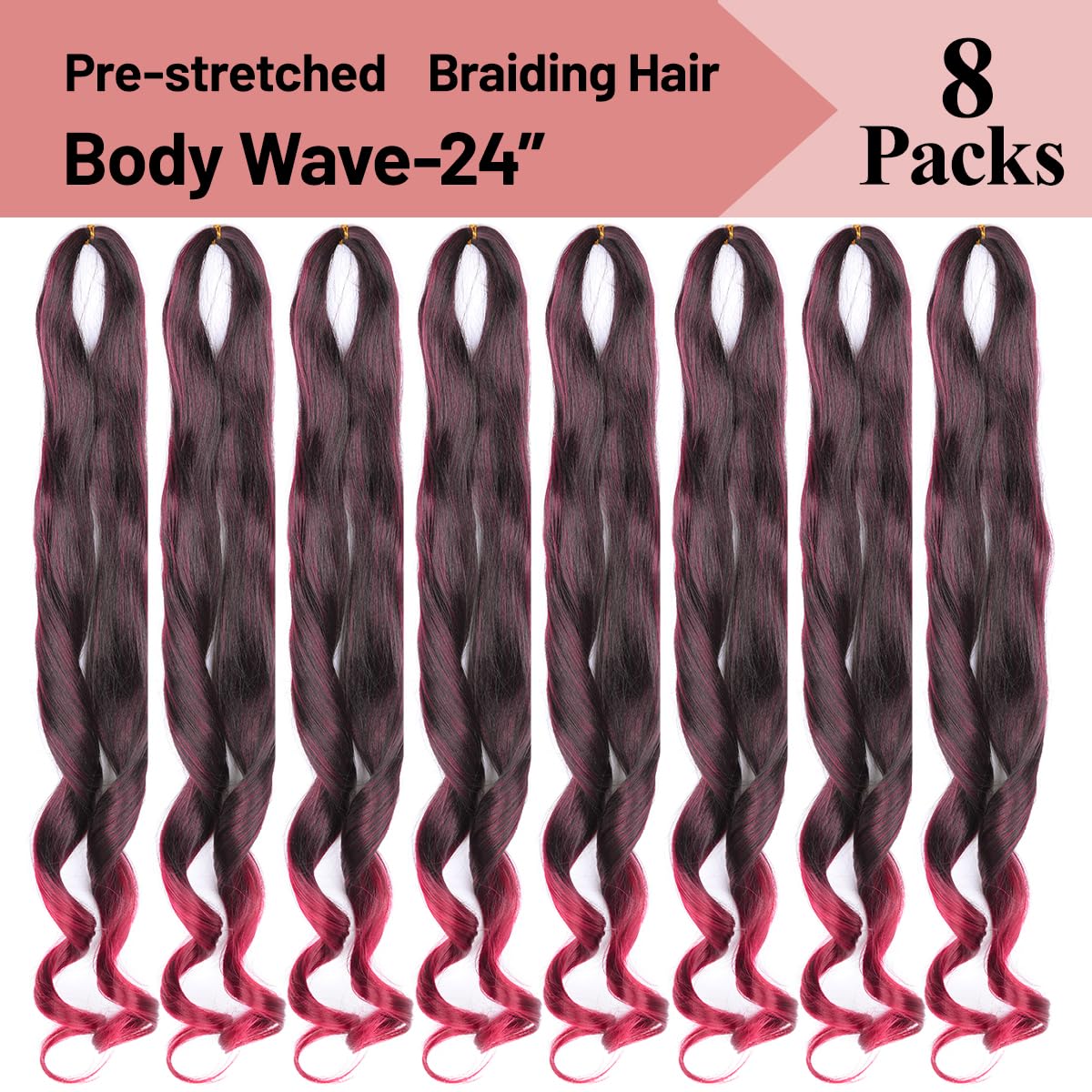 French Curly Braiding Hair,8pack Loose Wavy TBUG Pre Stretched Synthetic Spiral Curly Crochet Braiding Hair 24inch 75g/pack Fren