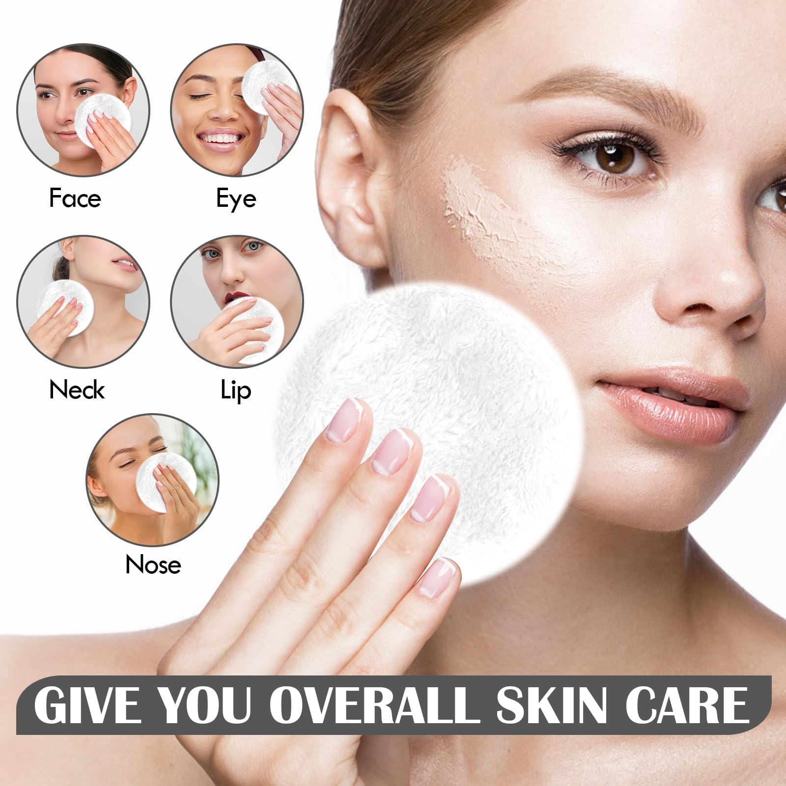 Orighty Microfiber Makeup Remover Pads 50 Count, Makeup Remover Cloths With Laundry Bag, Remove Makeup Just With Water, Reusable