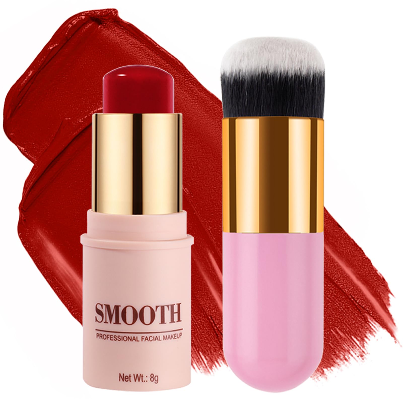 Multi-Use Blush Stick, Monochromatic Face Beauty Wand For Cheek, Eyeshadow And Lip, Longwear Waterproof Matte Finish Cream Blush