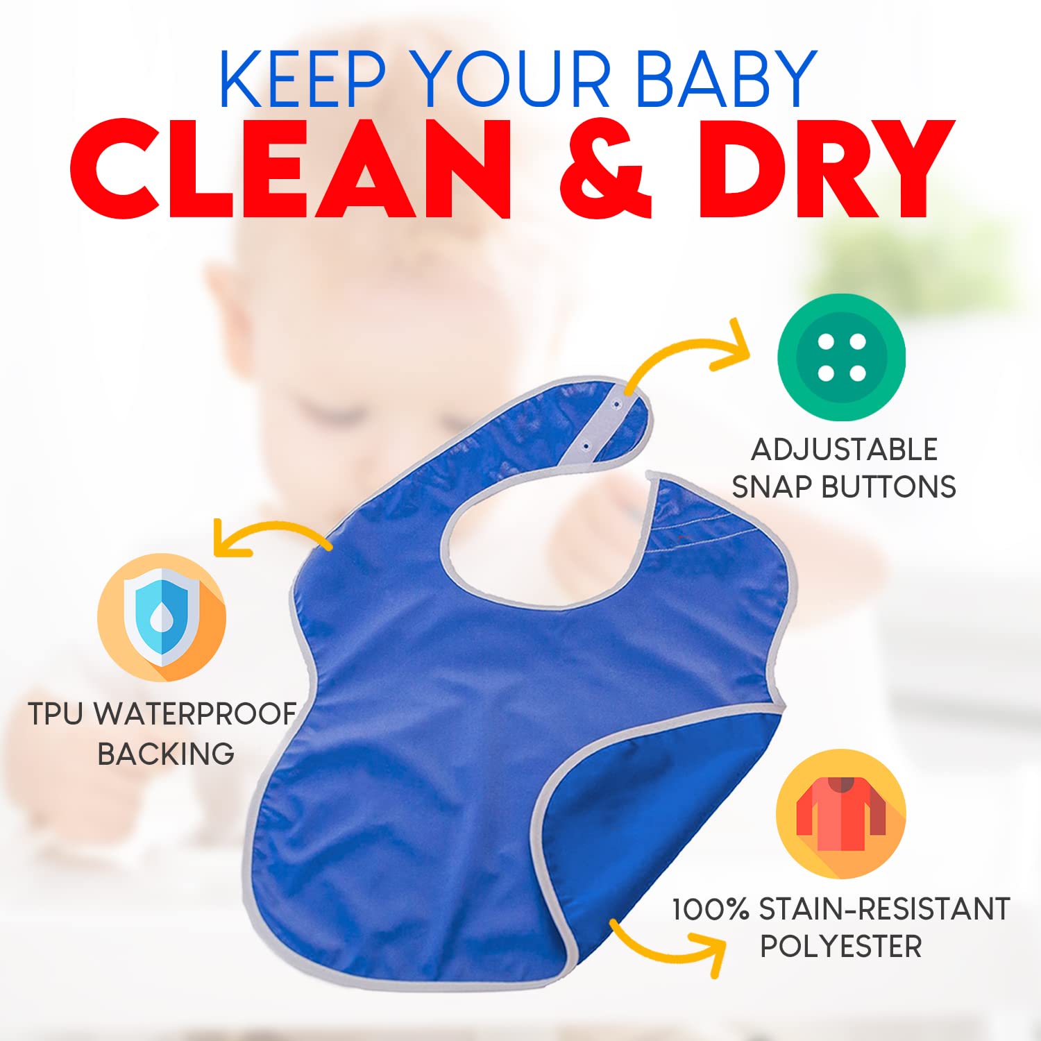 Toppy Toddler Large Waterproof Baby Bibs, Snap Buttons, Bib Easily Wipes Clean, Girls Gift Set 12-Pack (18-48 Months)