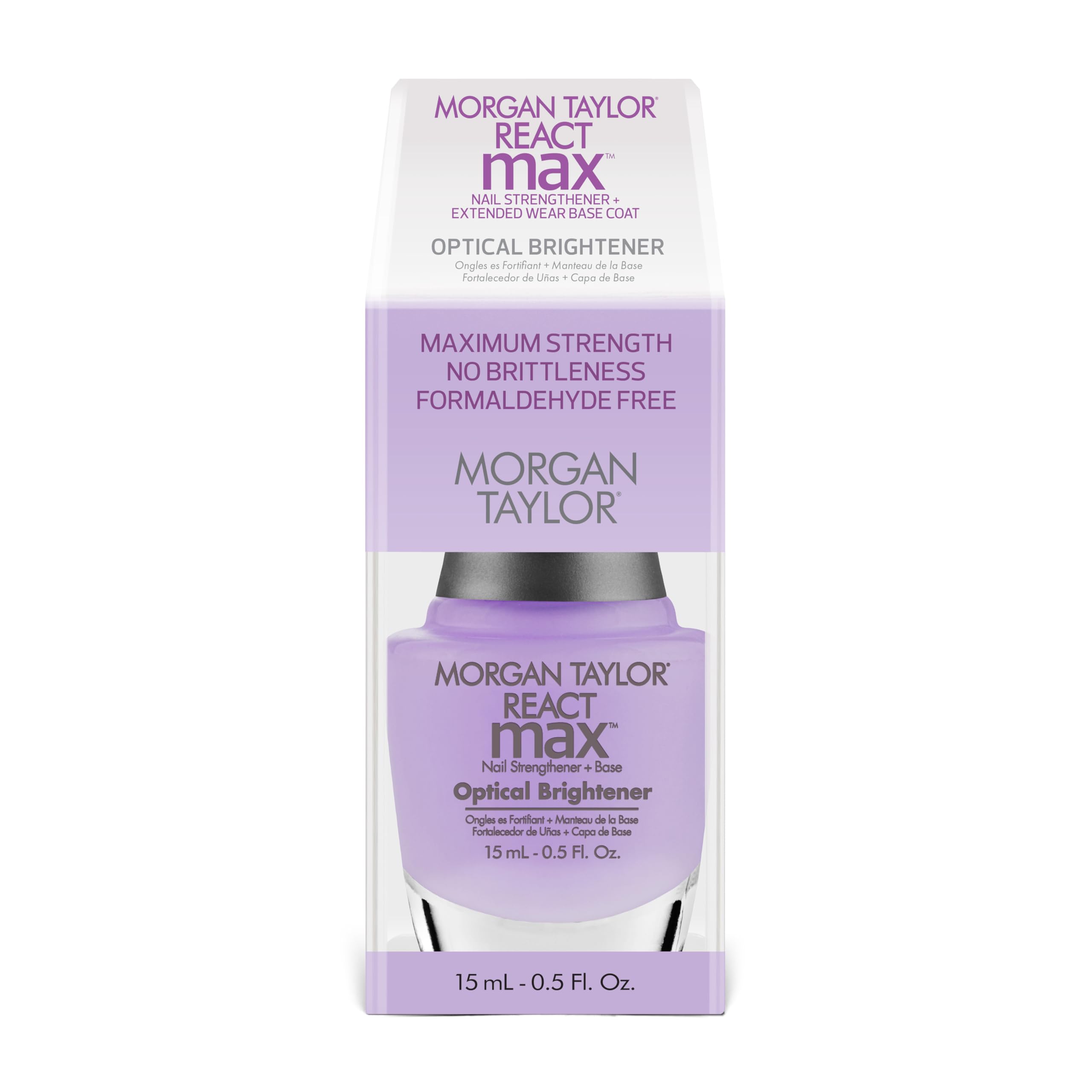 Morgan Taylor Nail Lacquer Reactmax Optical Brightener Nail Strengthener And Extended Wear Base Coat, Base Coat For Nails, Long