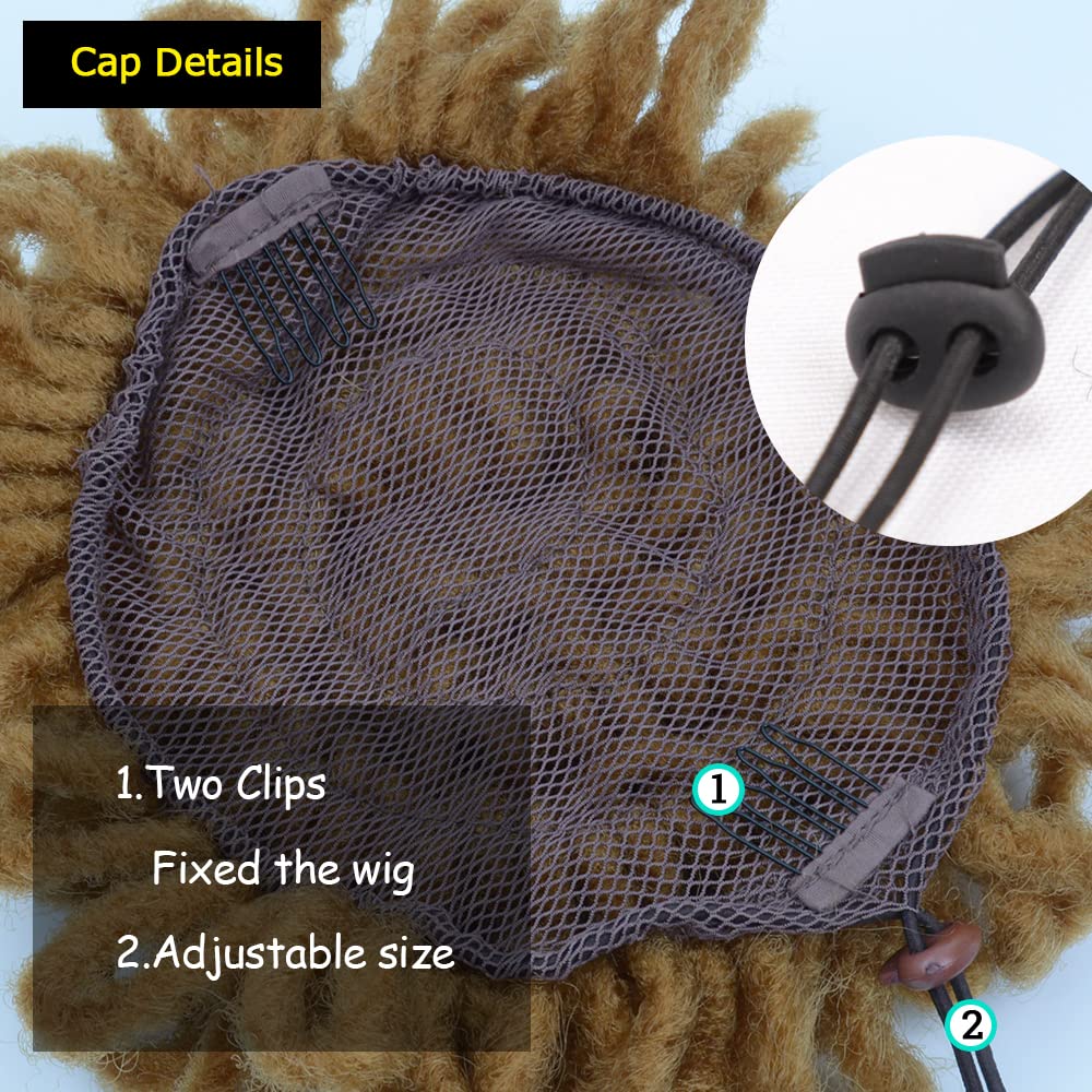 Kgbfass Light Brown Locs Ponytail Drawstring Buns For Black Women Dreadlock Ponytail Curly Loc Petal Bun Braided Faux Locs Bun C