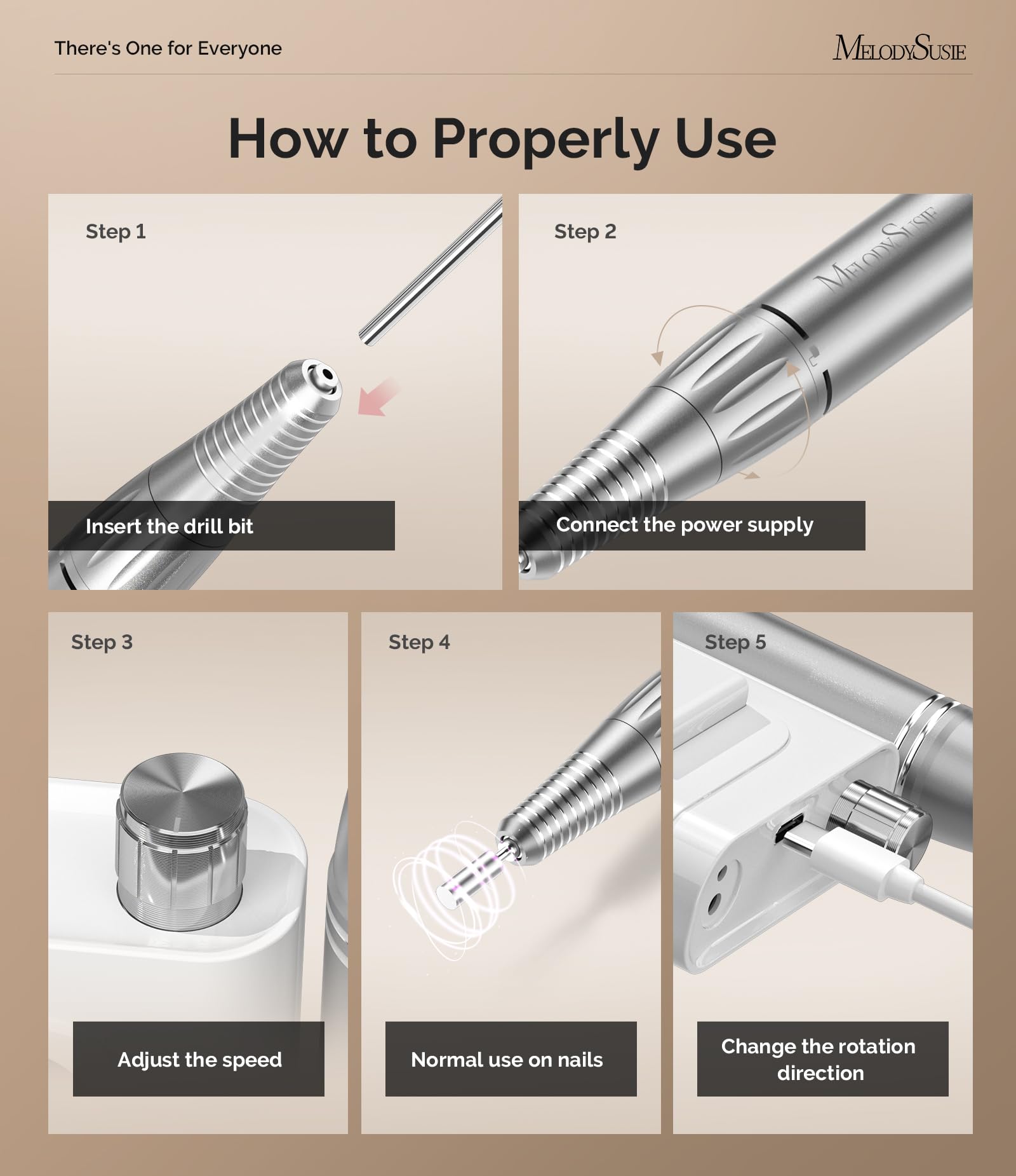 Melodysusie Professional Nail Drill 30000 Rpm,Rechargeable Efile For Shaping,Buffing & Removing Gel Polish,Features Locking Chuc