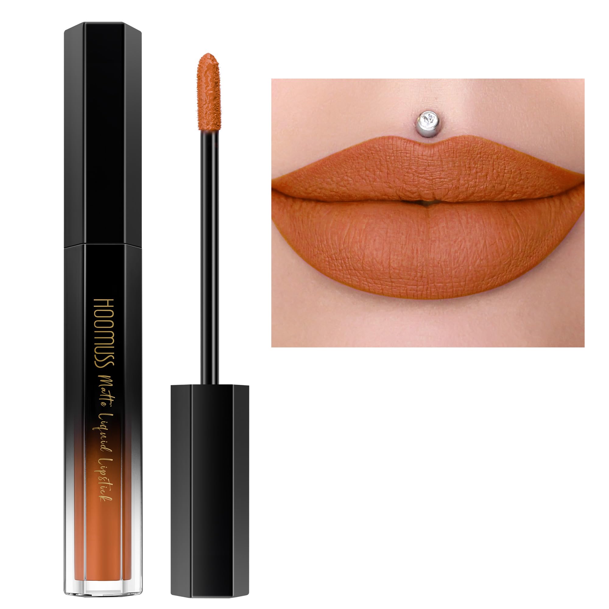 Hoomuss Brown Lipstick Long Lasting, Matte Liquid Lipsticks For Women Non Transfer Smudgeproof Smooth And Easy To Appy Cruelty F