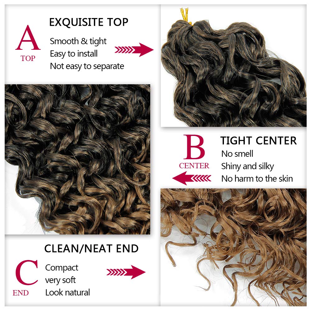 Gogo Curl Crochet Hair 18Inch Water Wave Crochet Hair Ombre Blonde Synthetic Bohemian Crochet Braids Deep Wave Braiding Hair Ext