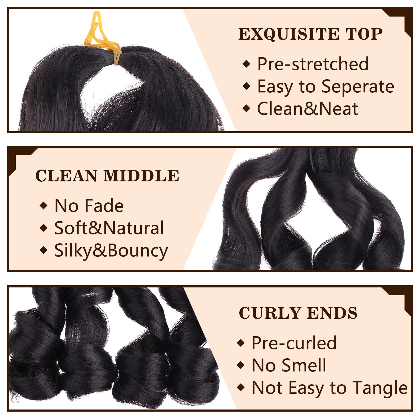 Cookoo 18 Inch 9 Pack French Curly Braiding Hair 1B Soft Bouncy Braids Hair 65G/Pack Premium Curly Braiding Hair French Curls Sy