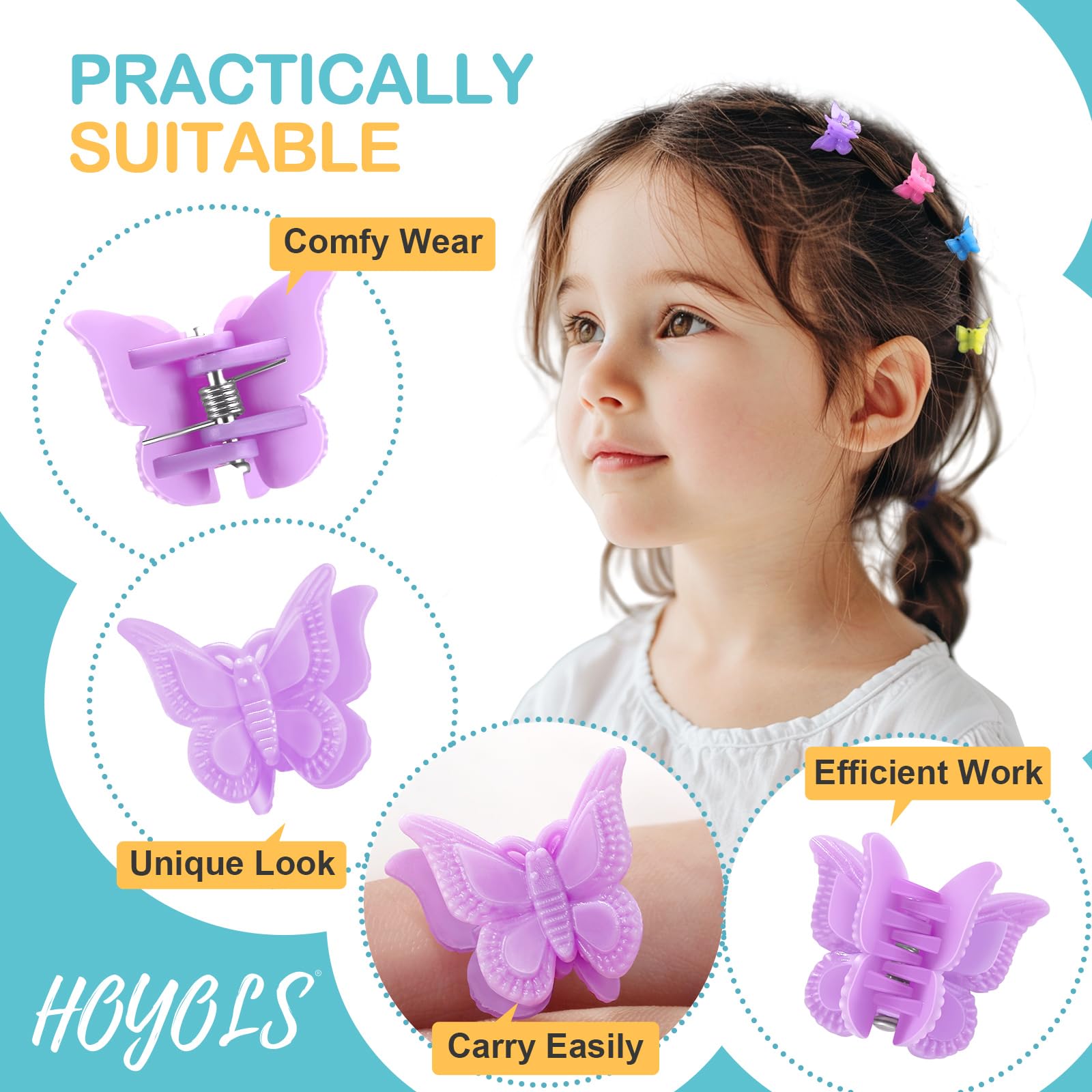 Hoyols Mini Butterfly Hair Clips, Y2K Small Jaw Hairclips For Girls Women And Kids, 90S Cute Hair Accessories For Braids 12 Asso
