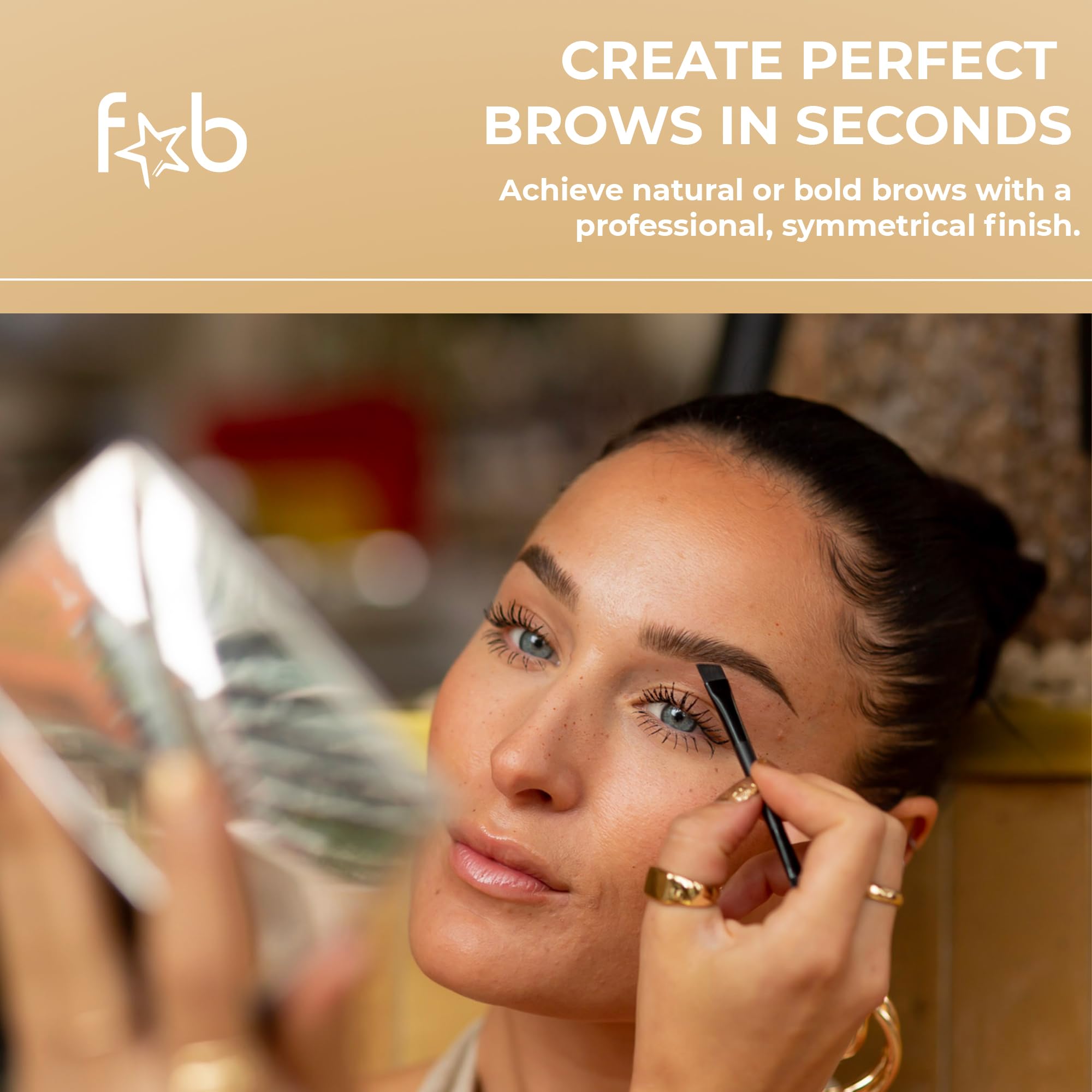 Fab Brows Duo Eyebrow Kit, Ultimate Brow Stencil Kit With Compact Powder Mirror And Eyebrow Shaper, Waterproof Eye Makeup Contou