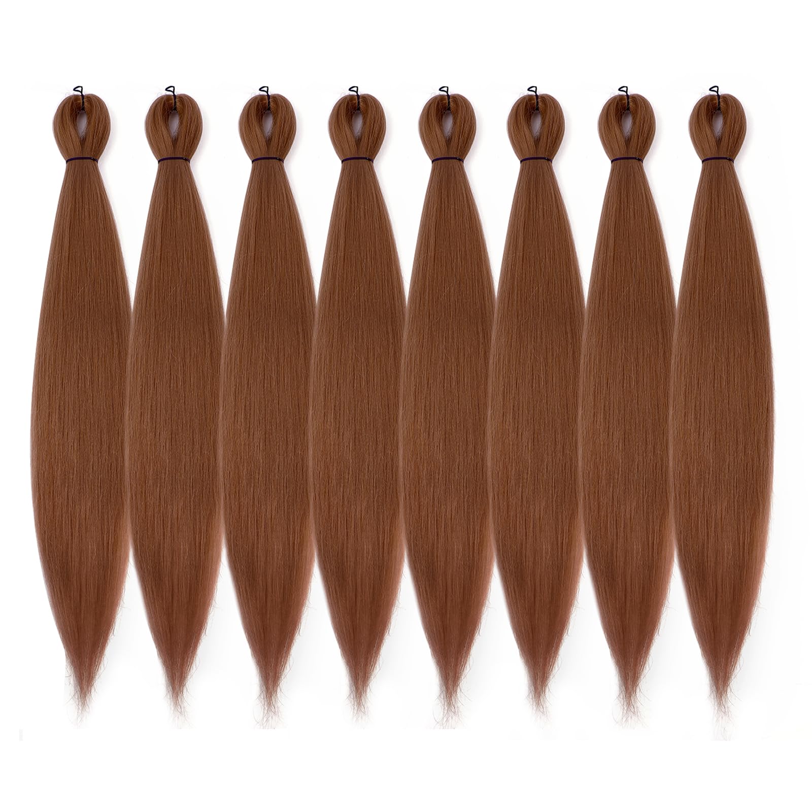Difunee Pre-Stretched Braiding Hair - 12 Inch 8 Packs Brown Mid-Length Braiding Hair For Twist Or Box Braids, Yaki Texture Hot W