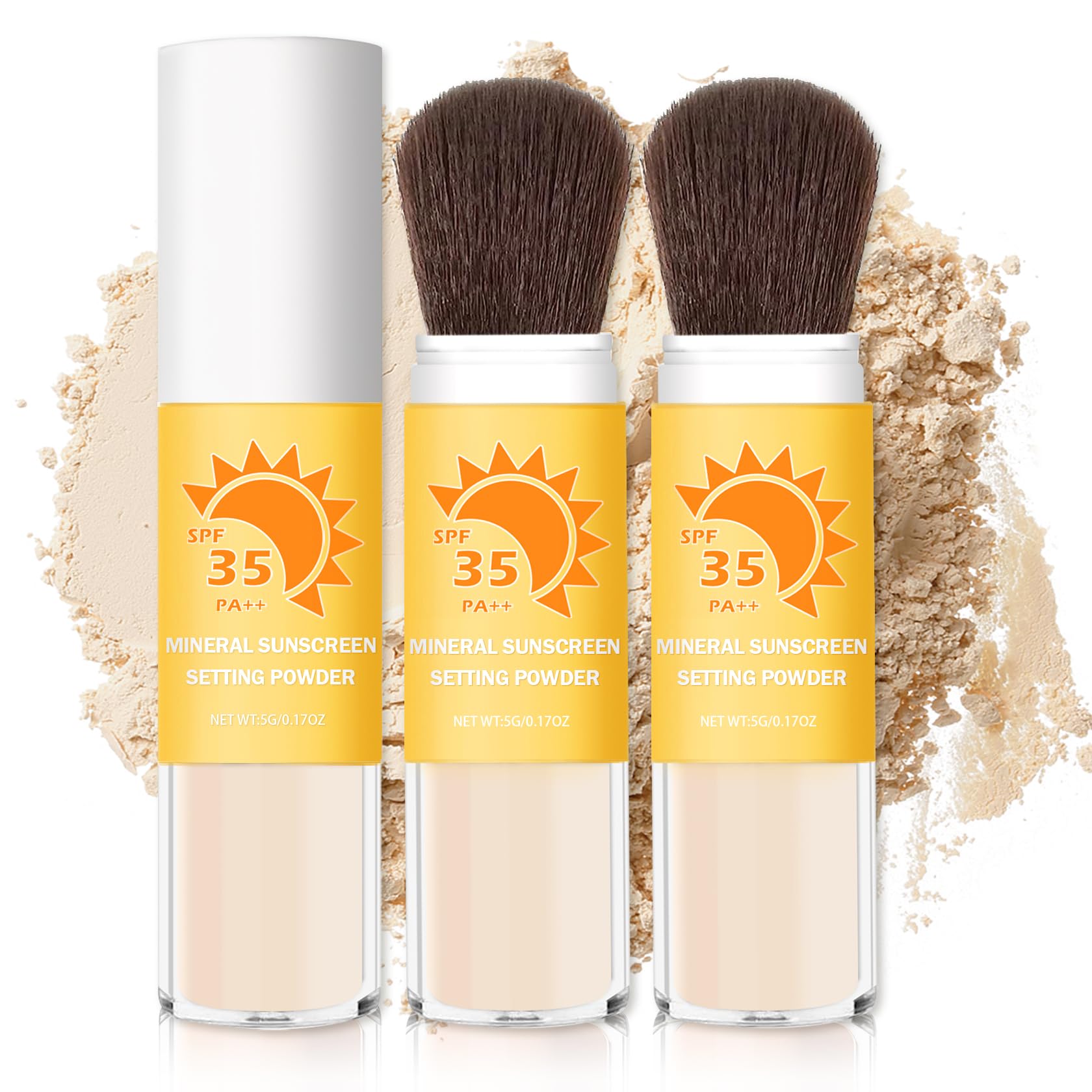 ROSAWEE 2PCS Mineral Sunscreen Setting Powder for Face & Scalp, Translucent