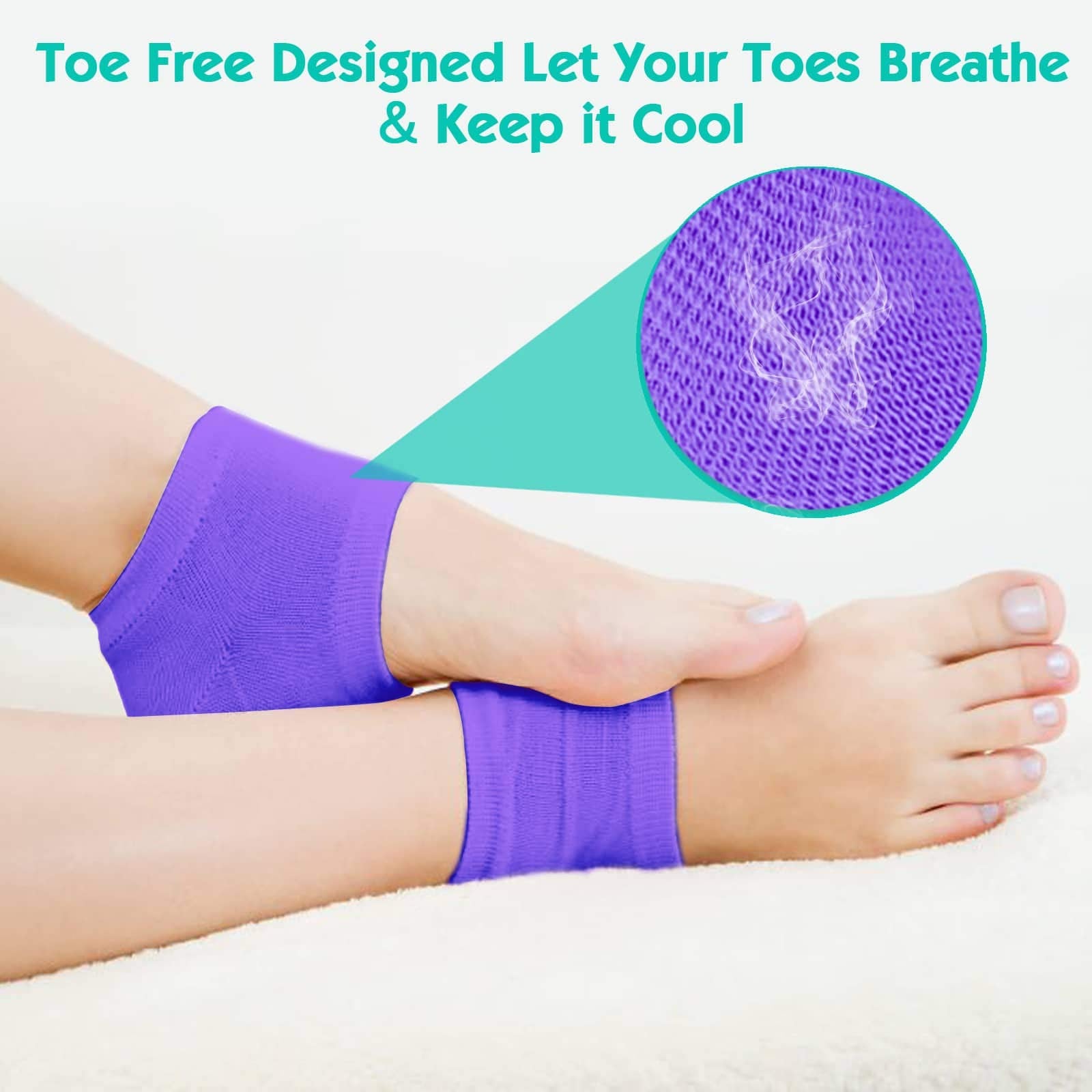 Selizo 6 Pairs Heel Moisturizing Socks Open Toe Socks Cracked Gel Heel Socks Foot Toeless Heel Repair Socks For Women Dry Hard C